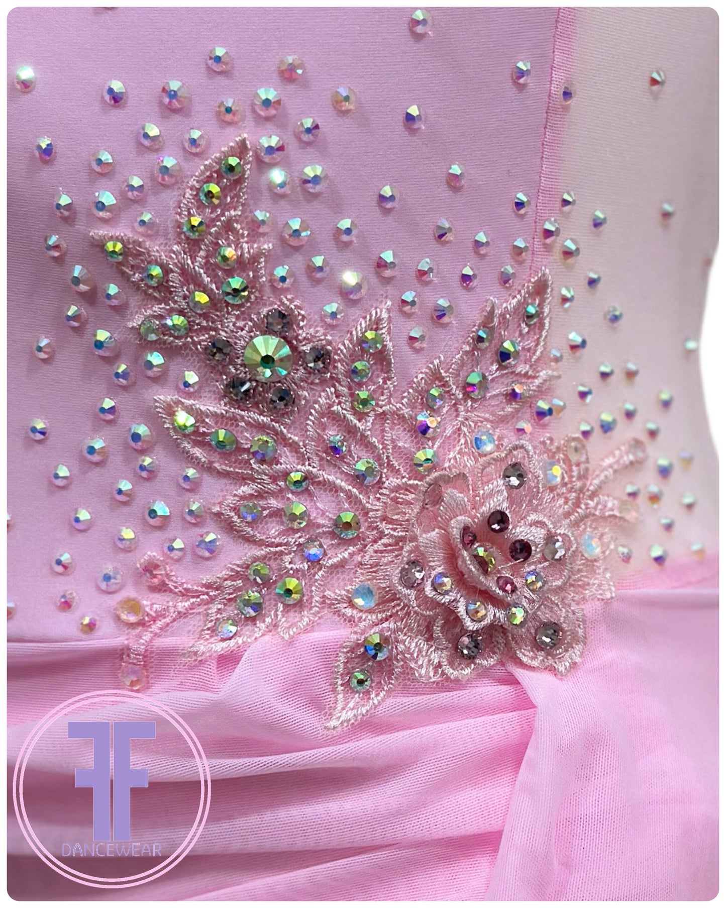 BESPOKE Pink Stoned Lyrical / Contemporary Dance Costume (11/12 yrs)