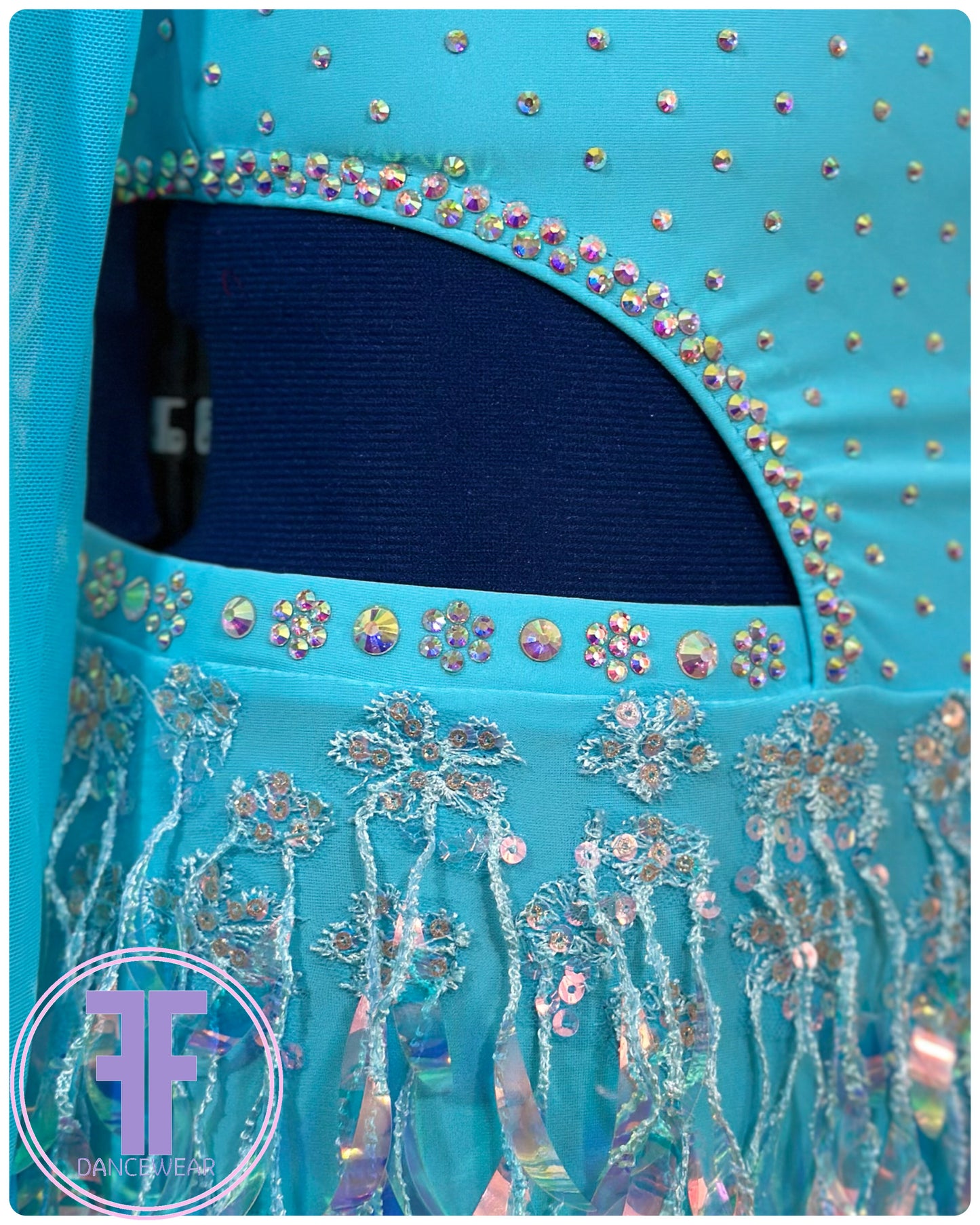 BESPOKE Light Turquoise Stoned Modern / Tap Dance Costume (9/10 yrs)