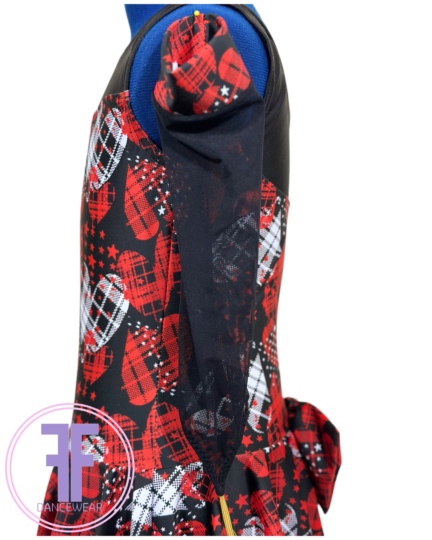 BESPOKE Tartan Red & Black Heart Modern / Tap Dance Costume (7/8 yrs)