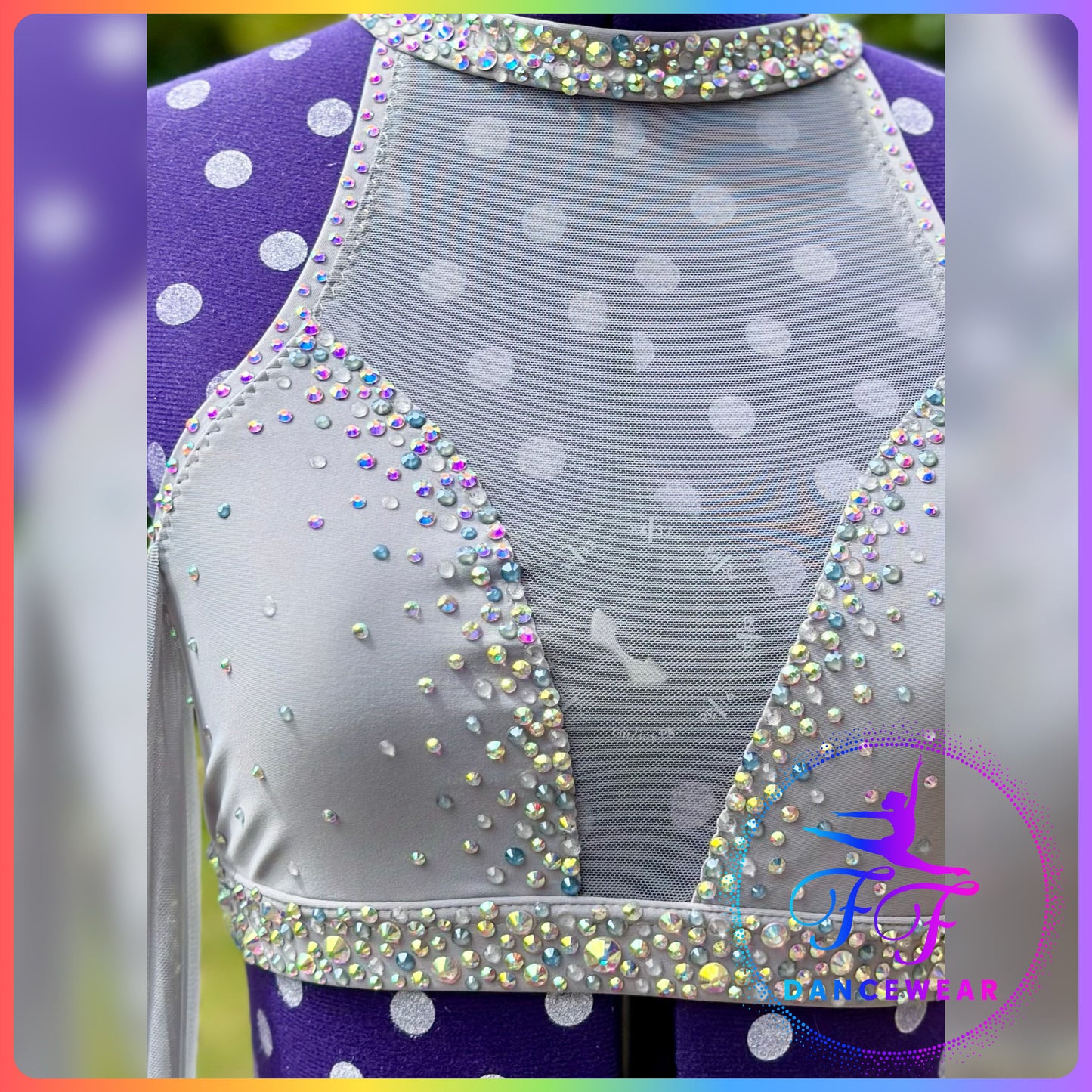 BESPOKE Light Grey Stoned Lyrical / Contemporary / Modern Dance Costume (Adult XS)