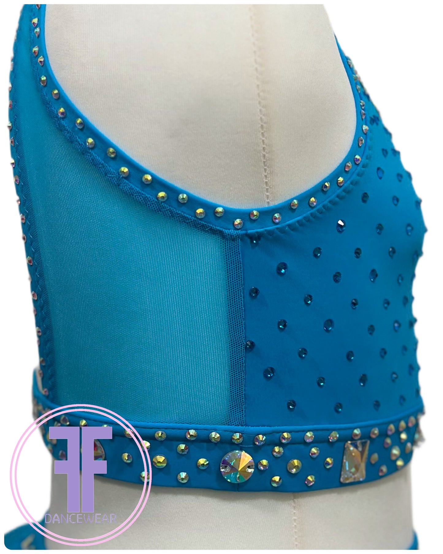 BESPOKE Turquoise Stoned Modern / Tap Dance Costume (11/12 yrs)