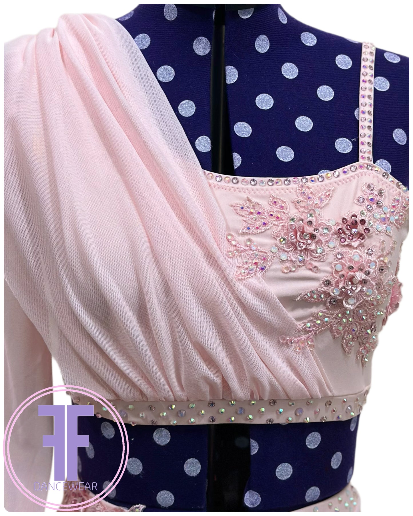 BESPOKE Milkshake Pink Stoned Lyrical / Contemporary Dance Costume (Adult Small)