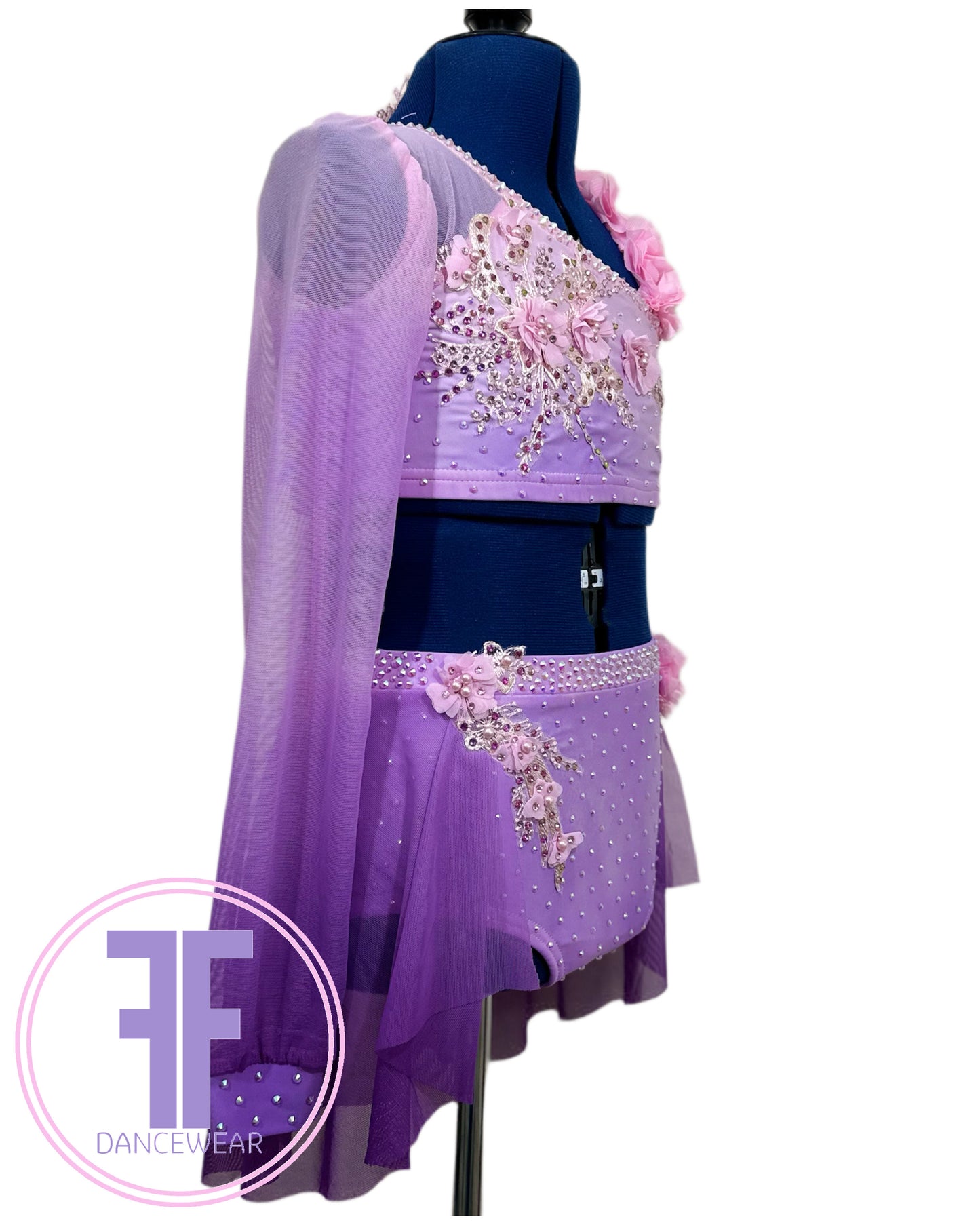 BESPOKE Pink & Violet Lyrical / Contemporary Dance Costume (9/10 yrs)