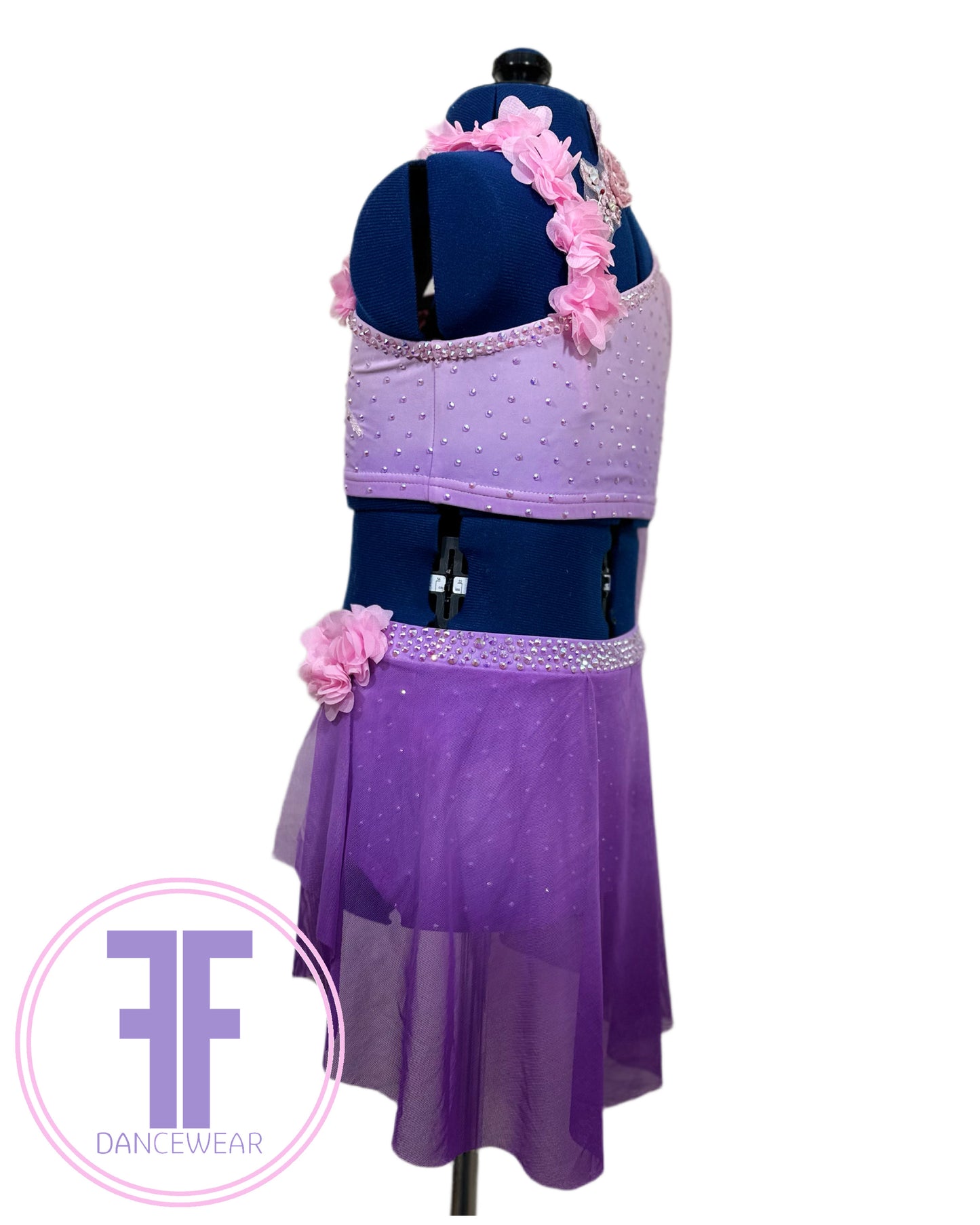 BESPOKE Pink & Violet Lyrical / Contemporary Dance Costume (9/10 yrs)
