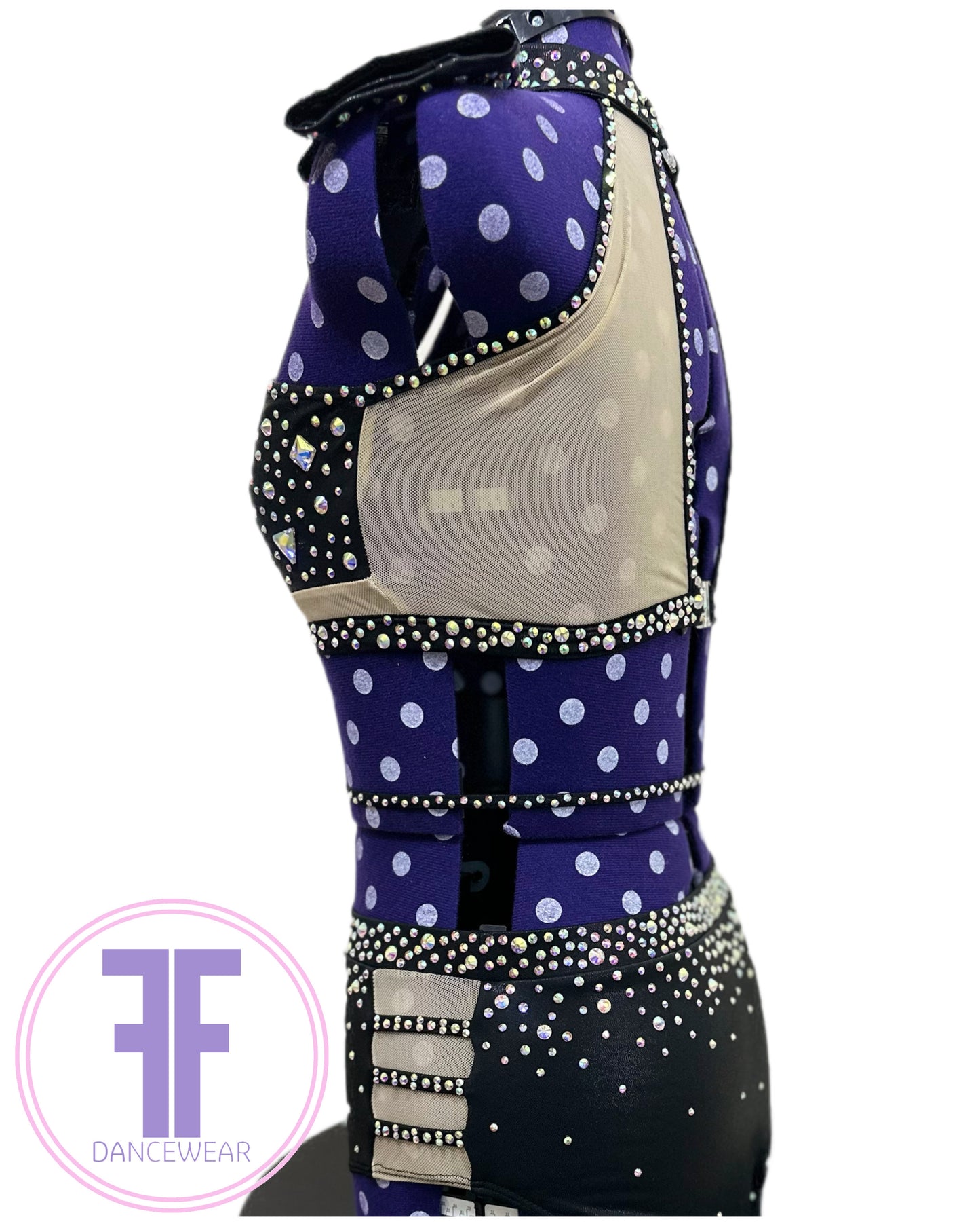 BESPOKE Black & Nude Stoned Modern / Tap Dance Costume (Adult Small)
