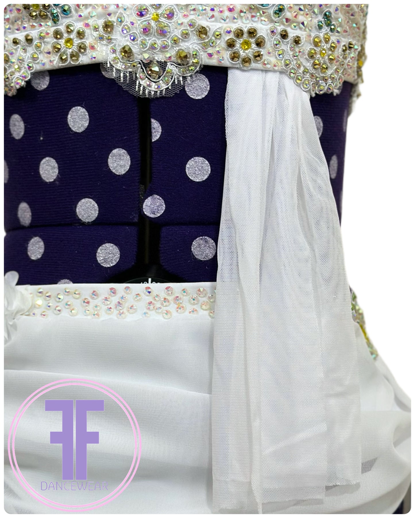PRE-LOVED BESPOKE White Stoned Lyrical / Contemporary Dance Costume (Adult Extra Small)