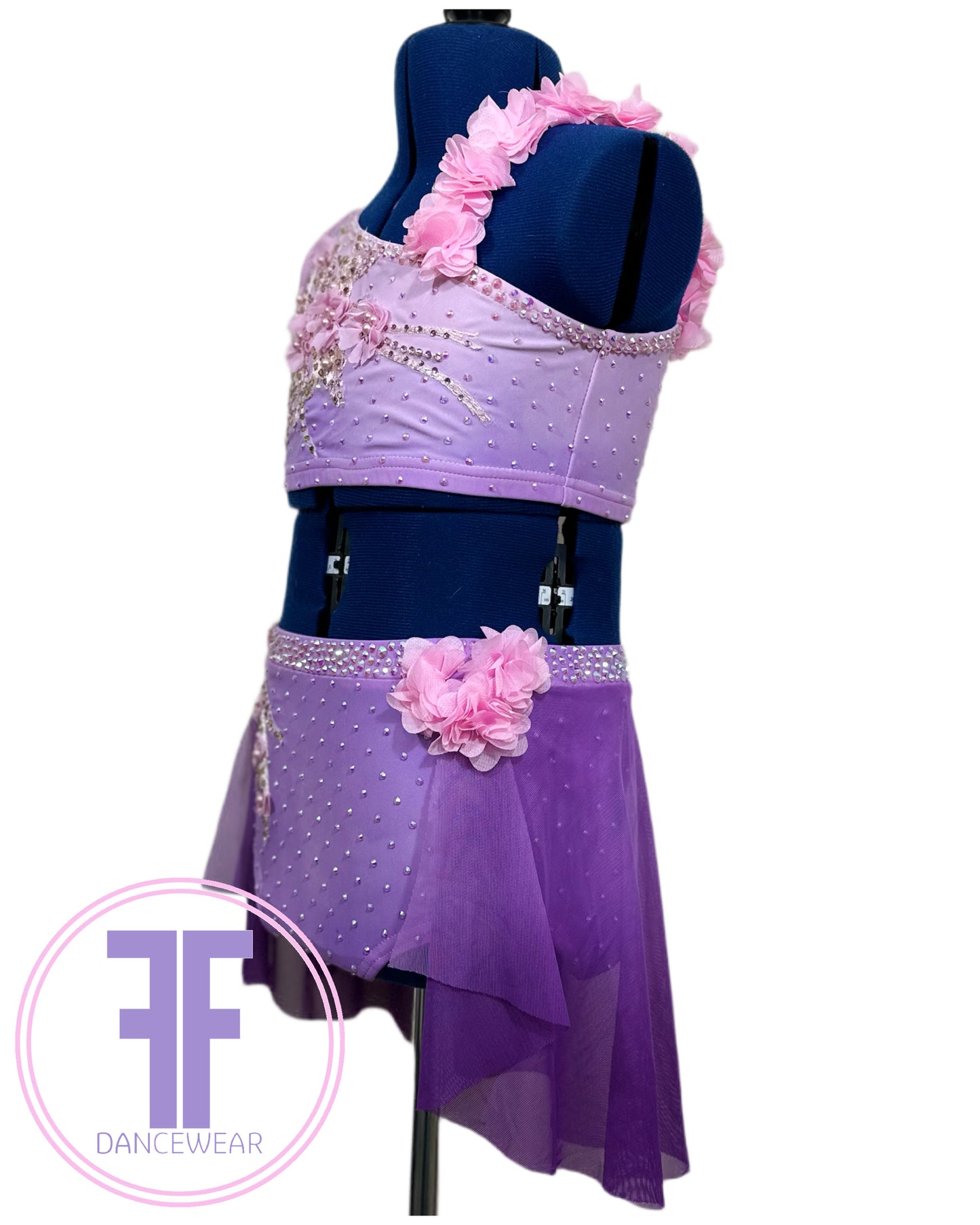 BESPOKE Pink & Violet Lyrical / Contemporary Dance Costume (9/10 yrs)