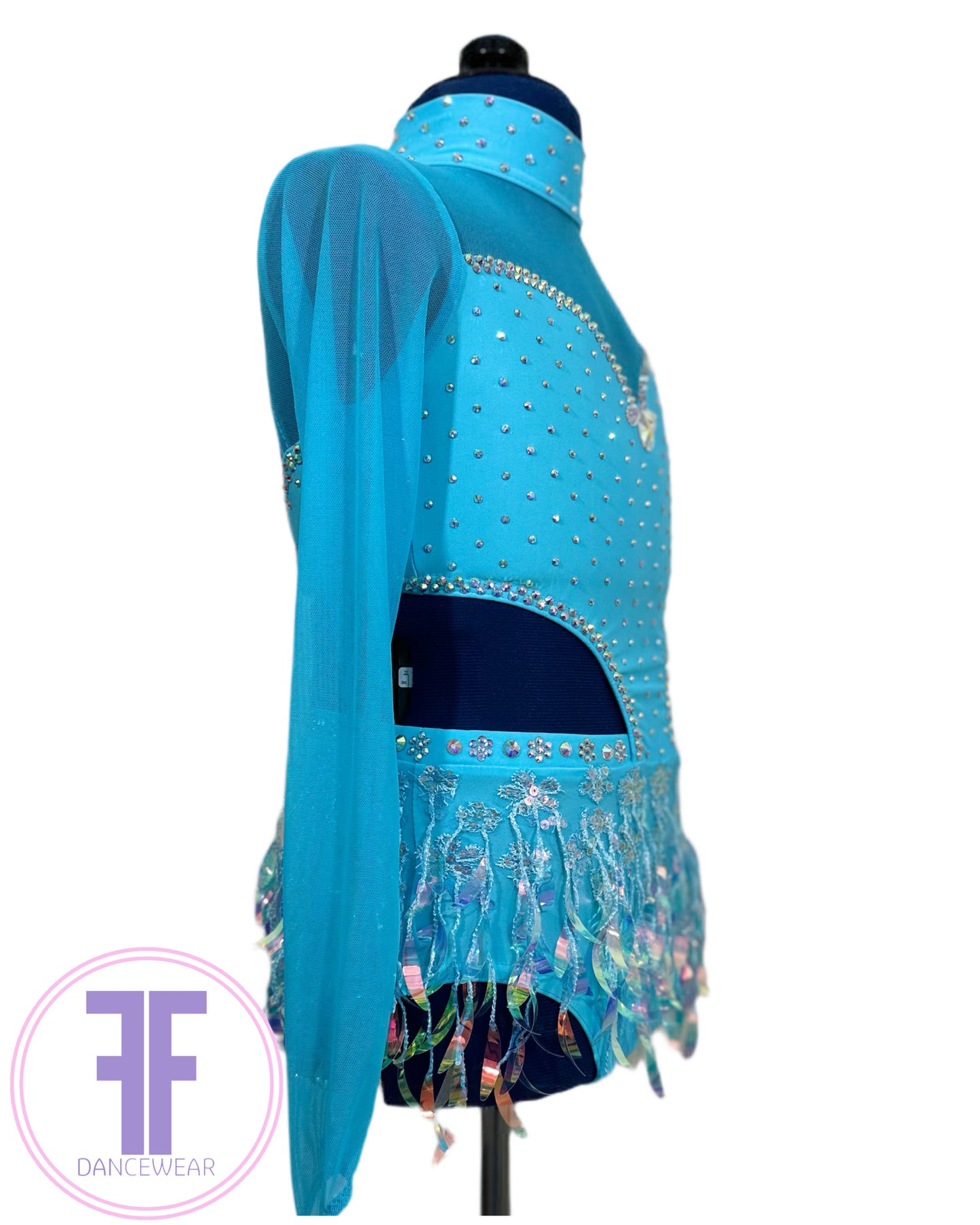 BESPOKE Light Turquoise Stoned Modern / Tap Dance Costume (9/10 yrs)