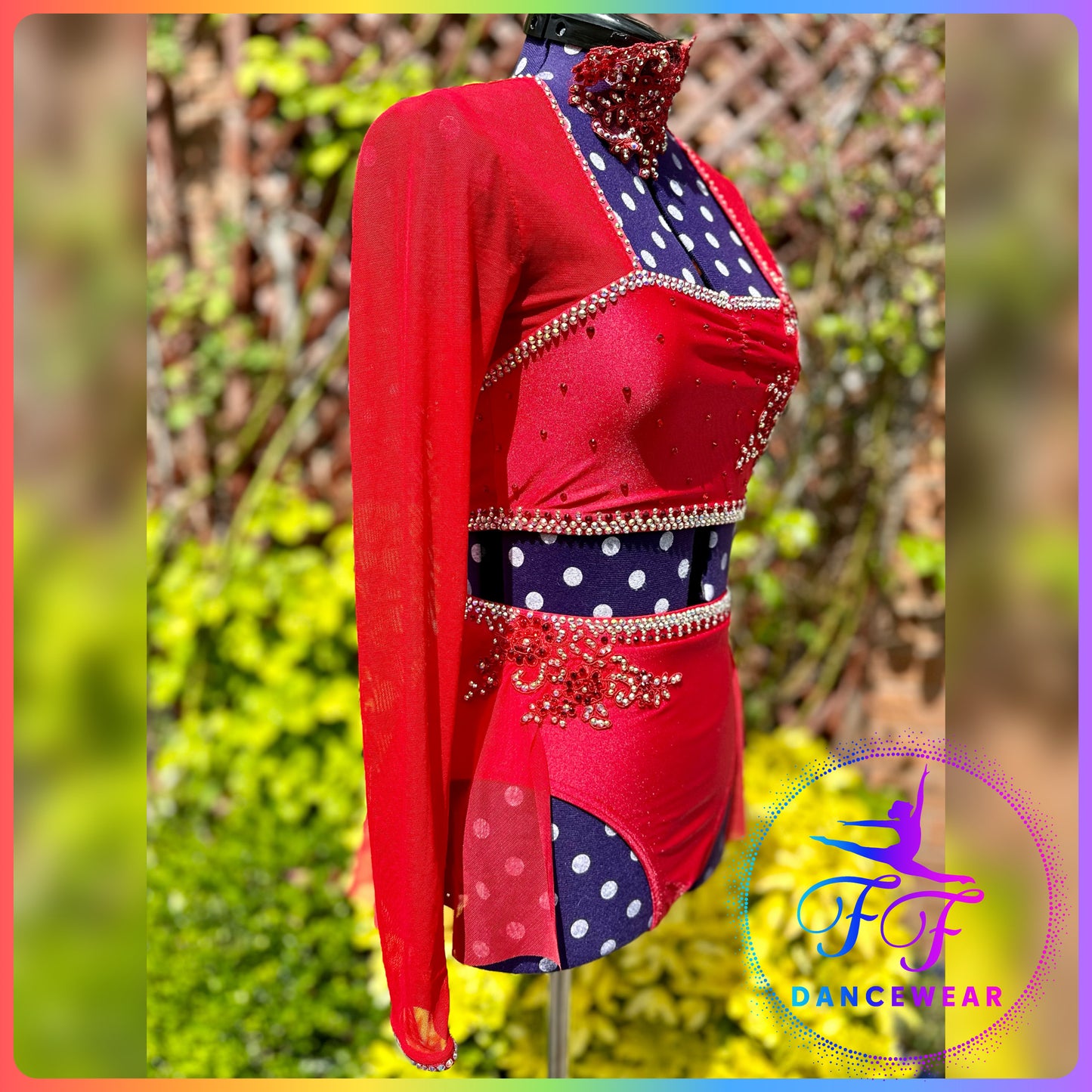 BESPOKE Red Stoned Two Piece Lyrical / Contemporary Dance Costume (Adult S)