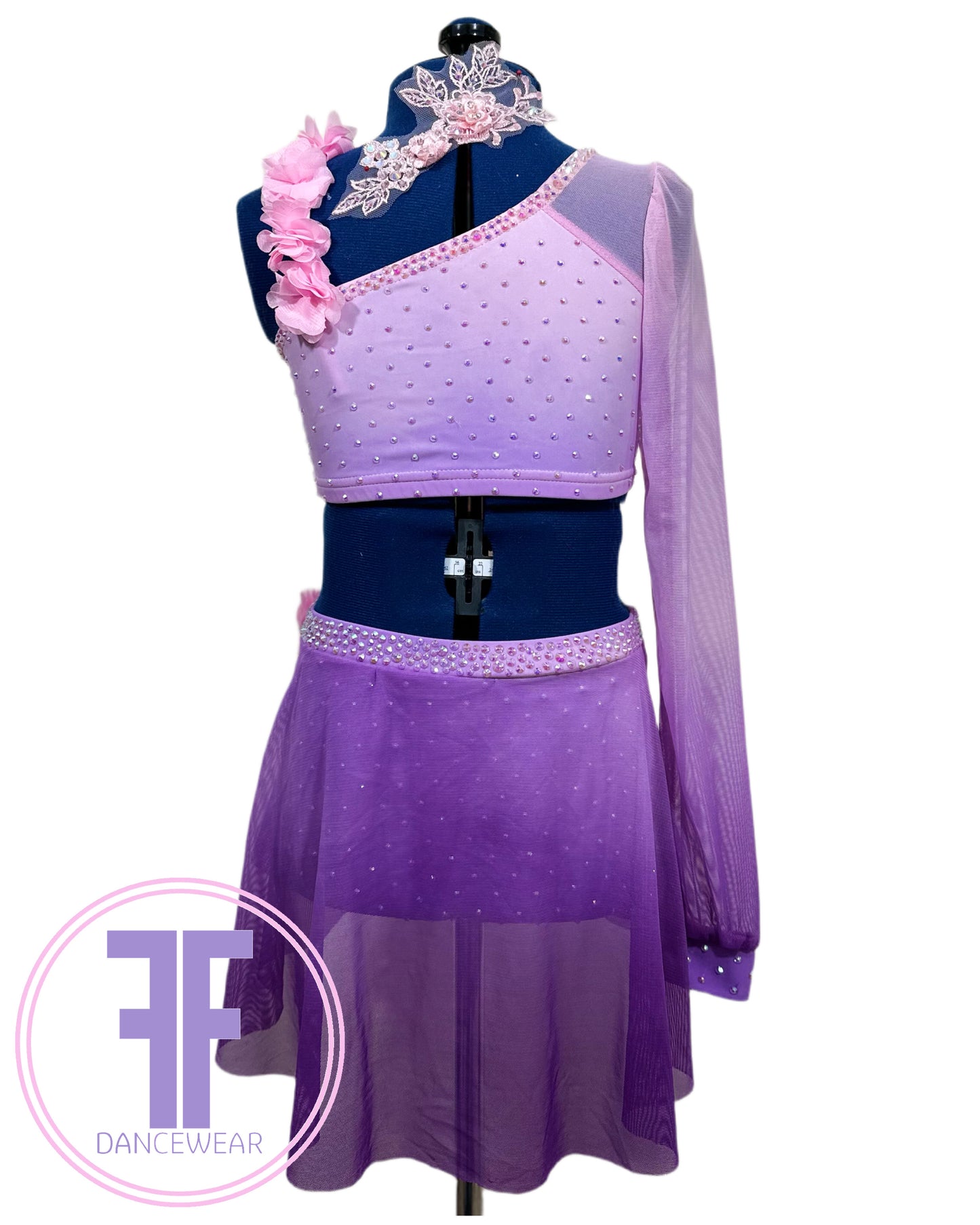 BESPOKE Pink & Violet Lyrical / Contemporary Dance Costume (9/10 yrs)