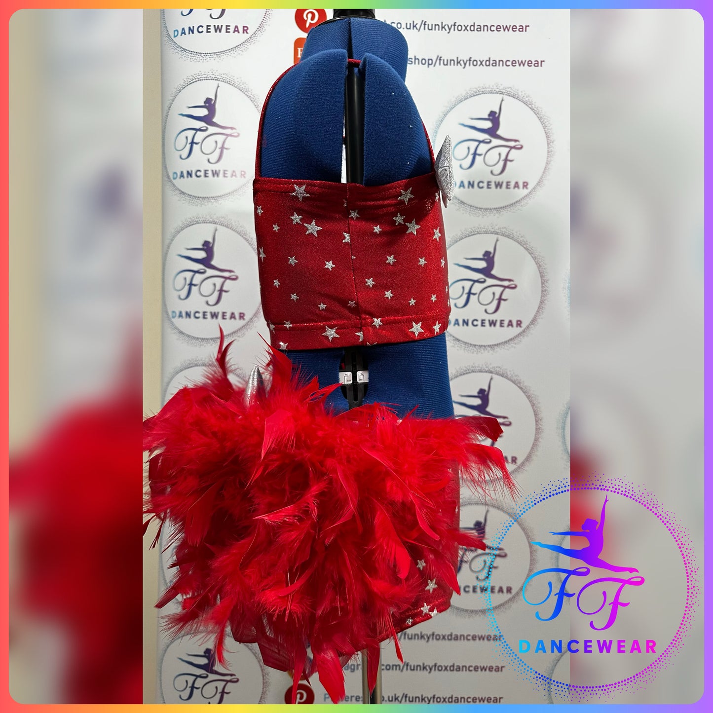 BESPOKE Red Metallic & Silver Glitter Star Modern / Tap / Jazz Dance Costume (Size 1 - 7/8 yrs)