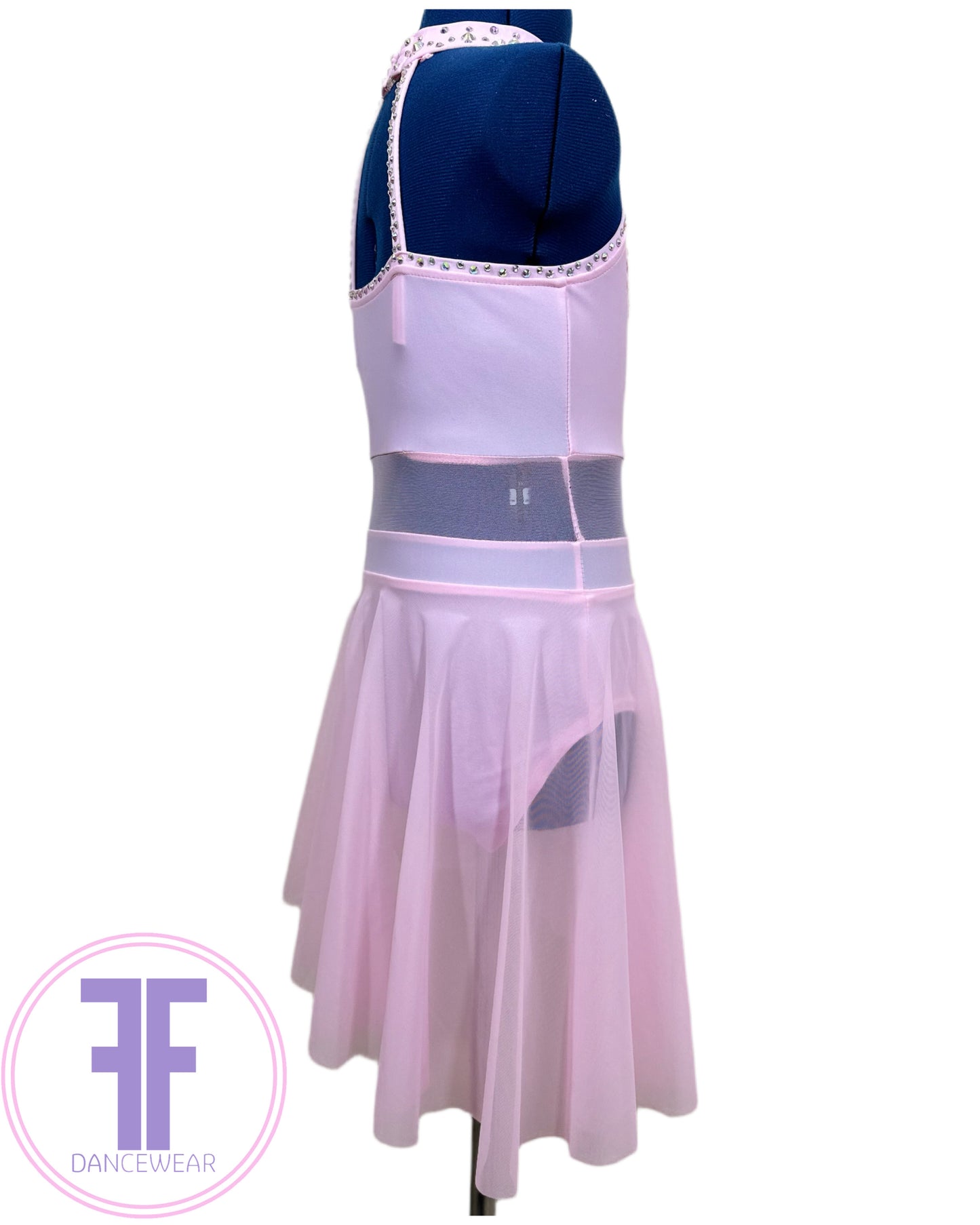 BESPOKE Pink Stoned Lyrical / Contemporary Dance Costume (7/8 yrs)