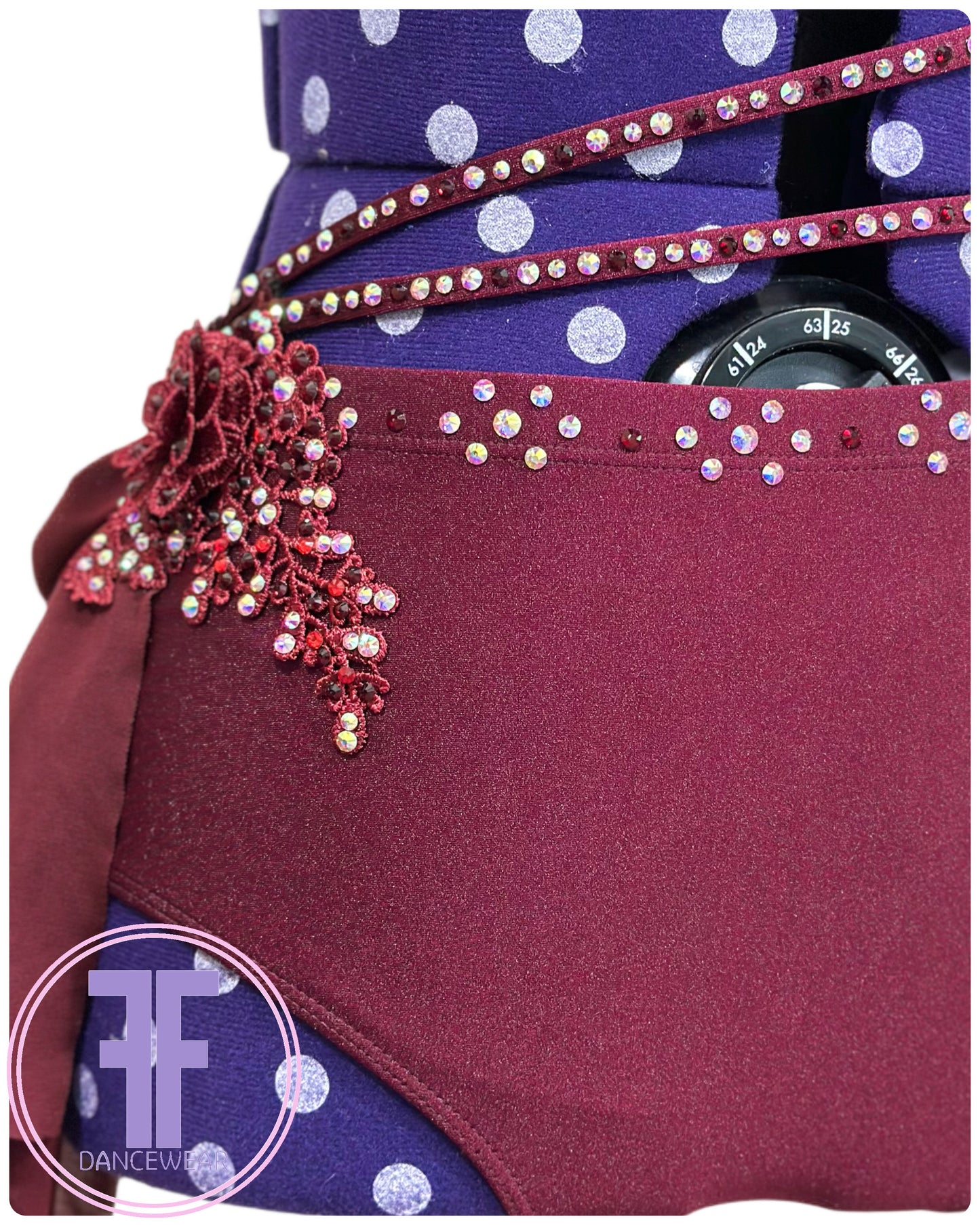 BESPOKE Burgundy Stoned Lyrical / Contemporary Dance Costume (Adult Small)
