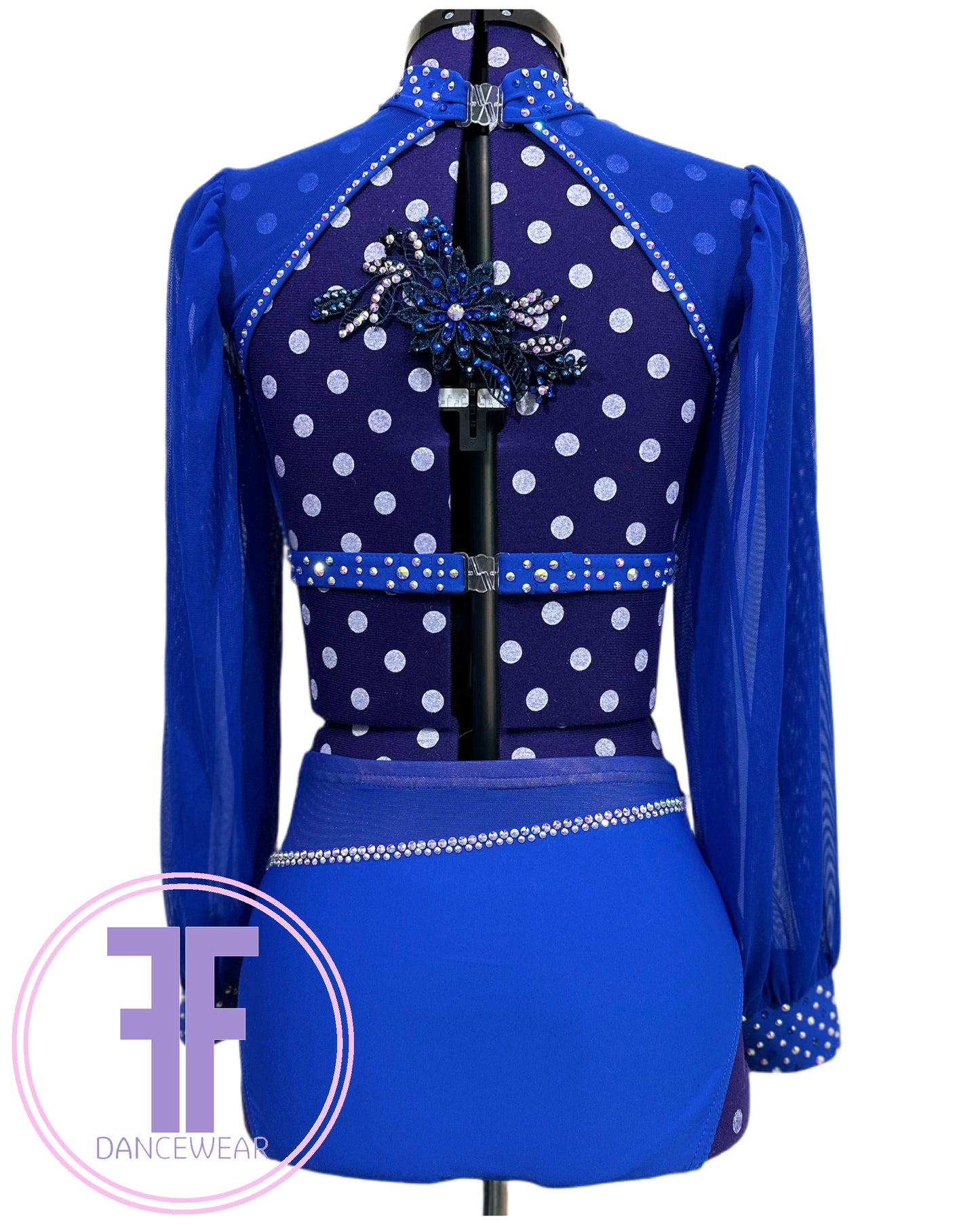 BESPOKE Royal Blue Stoned Lyrical / Contemporary Dance Costume (Adult Small)