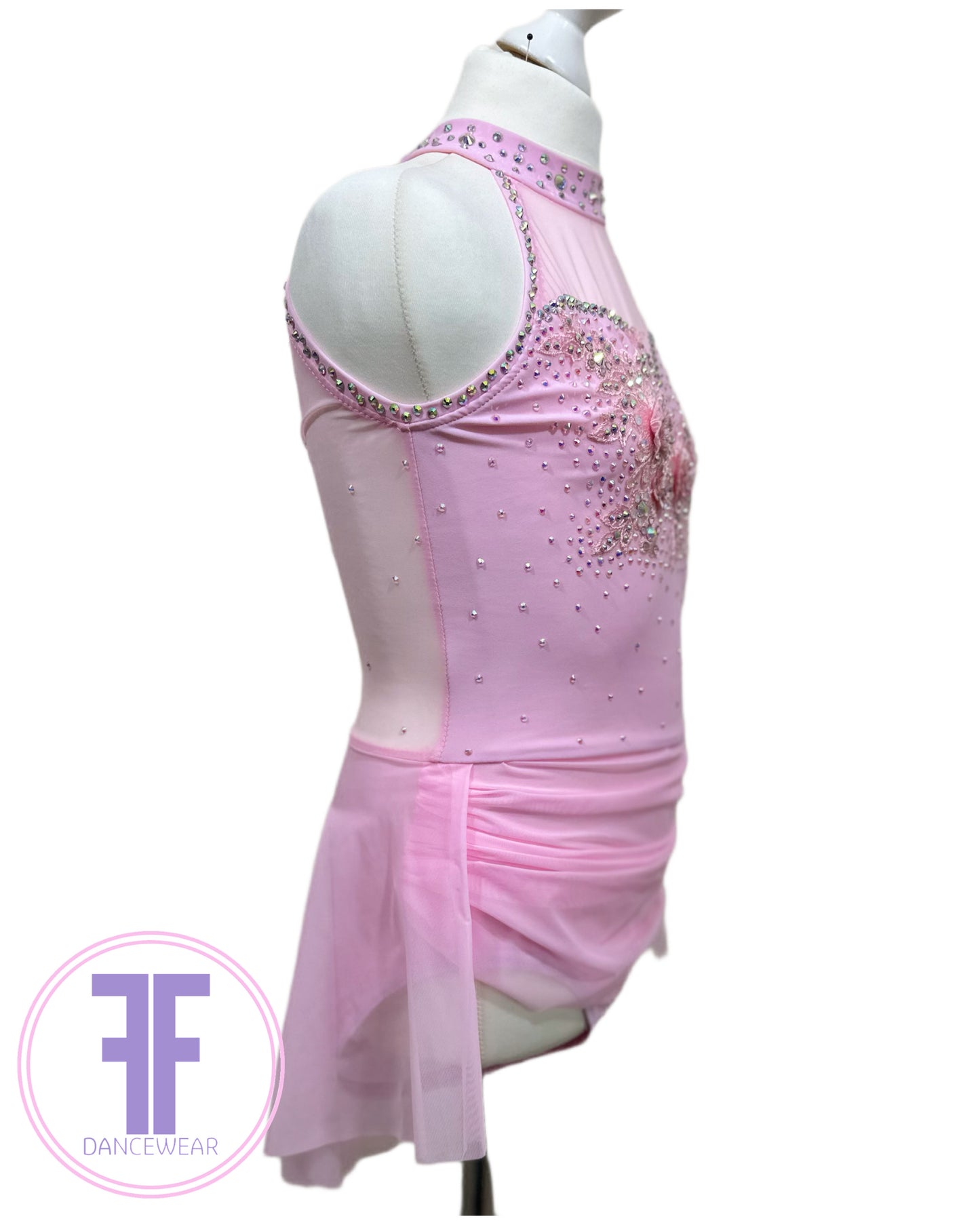 BESPOKE Pink Stoned Lyrical / Contemporary Dance Costume (11/12 yrs)
