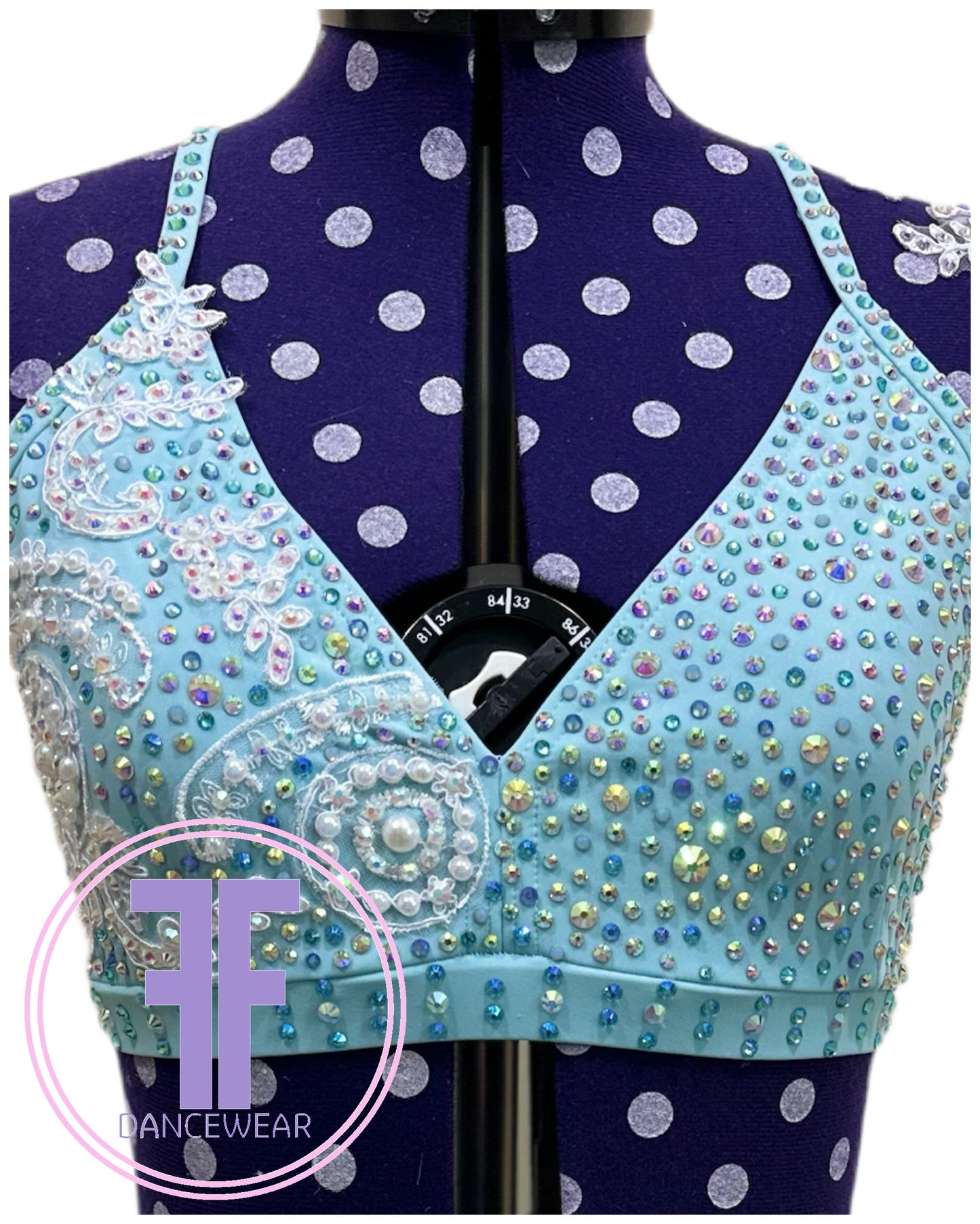 BESPOKE Baby Blue Stoned Lyrical / Contemporary Dance Costume (Adult Small)
