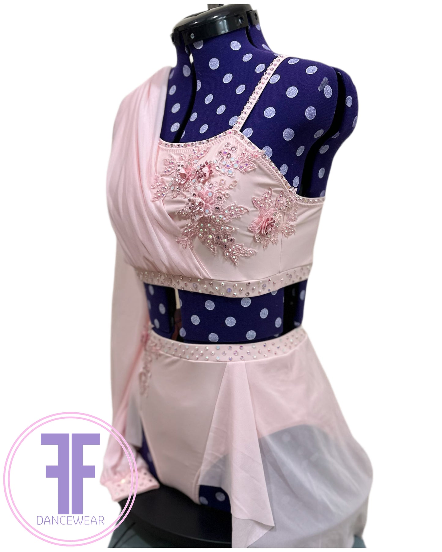 BESPOKE Milkshake Pink Stoned Lyrical / Contemporary Dance Costume (Adult Small)