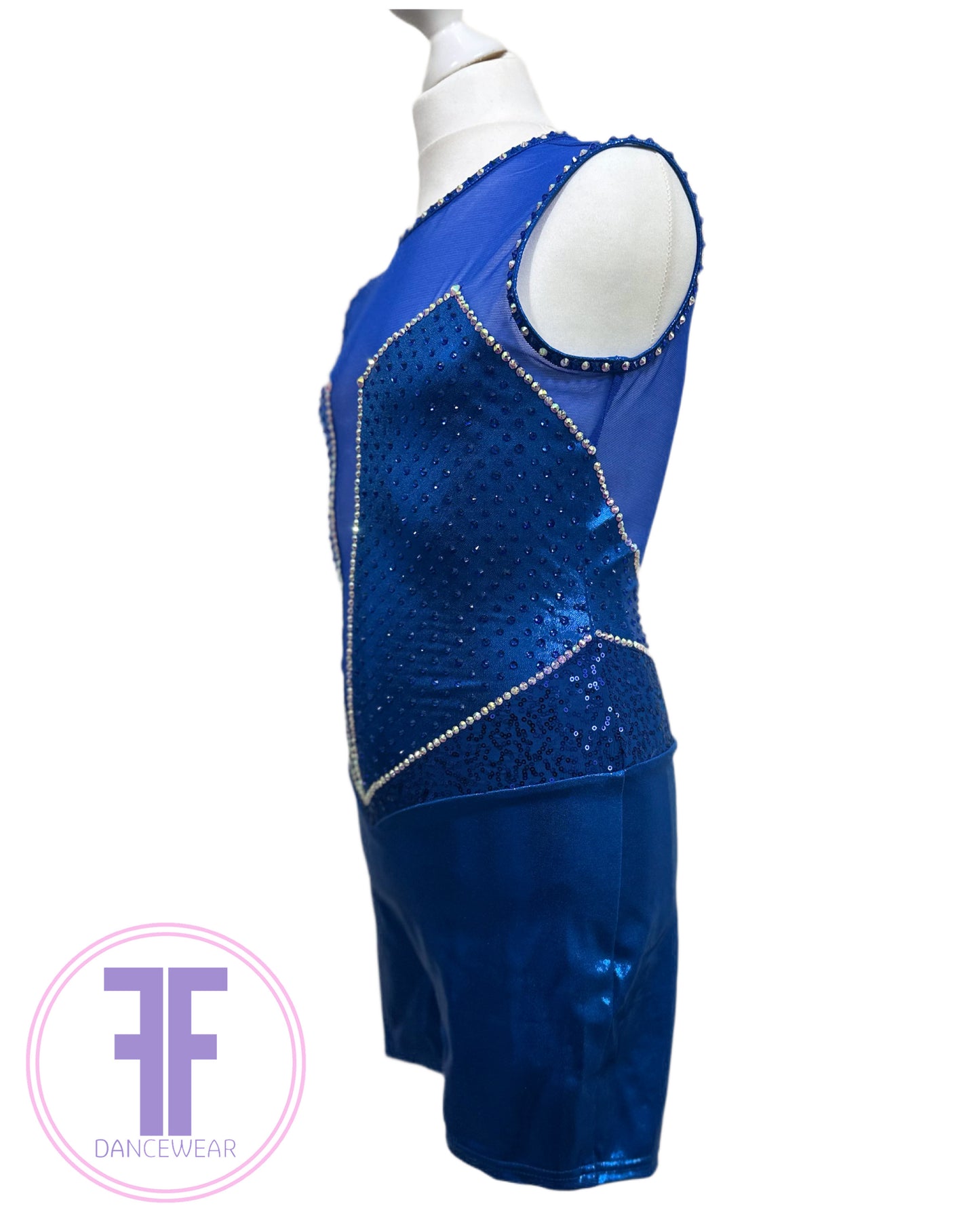 BESPOKE Royal Blue Stoned Modern / Tap / Acro Dance Costume (13/14 yrs)