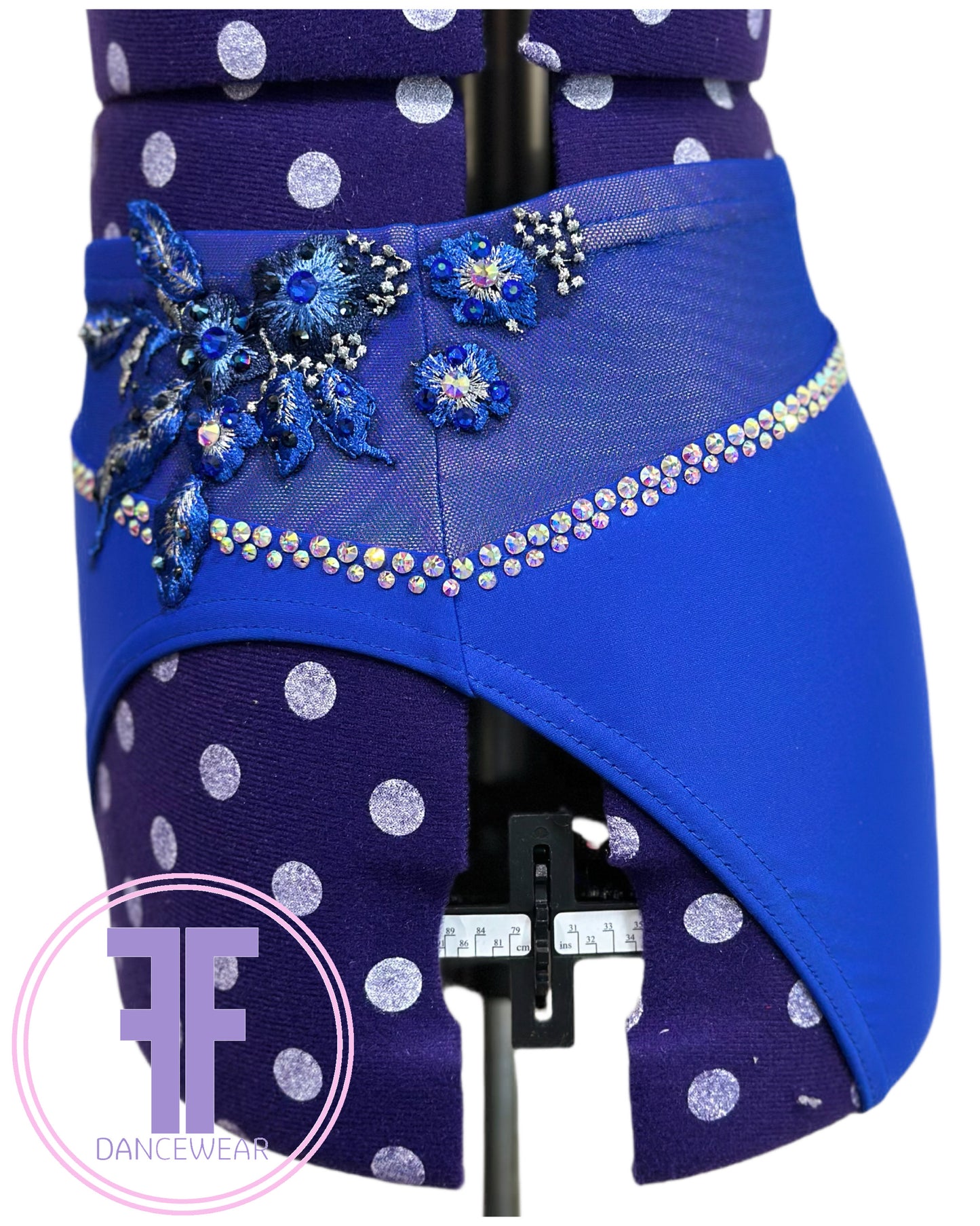 BESPOKE Royal Blue Stoned Lyrical / Contemporary Dance Costume (Adult Small)
