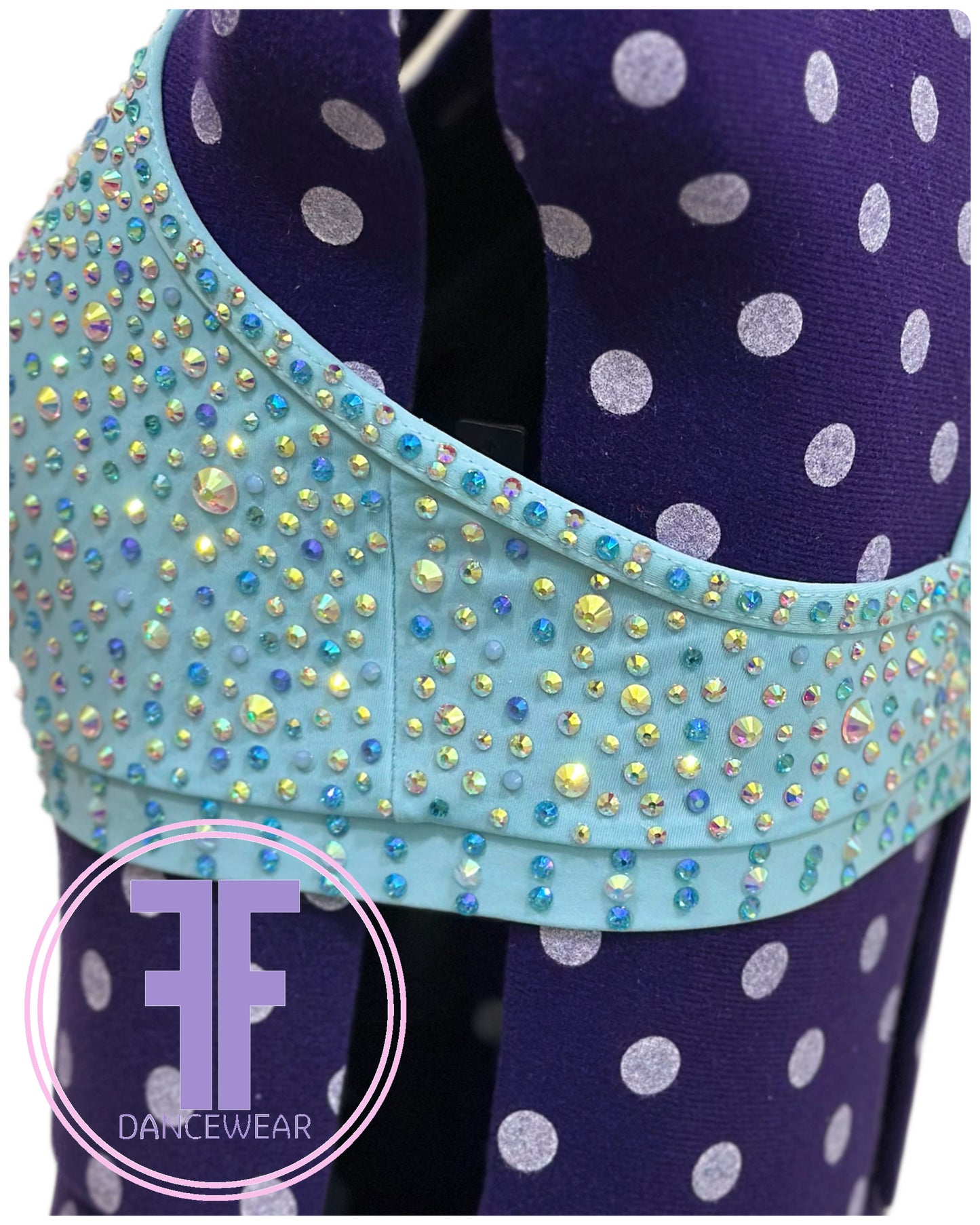 BESPOKE Baby Blue Stoned Lyrical / Contemporary Dance Costume (Adult Small)