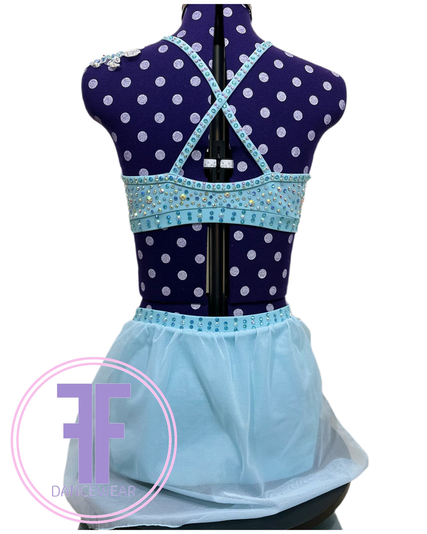 BESPOKE Baby Blue Stoned Lyrical / Contemporary Dance Costume (Adult Small)