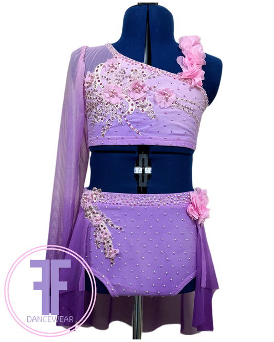 BESPOKE Pink & Violet Lyrical / Contemporary Dance Costume (9/10 yrs)