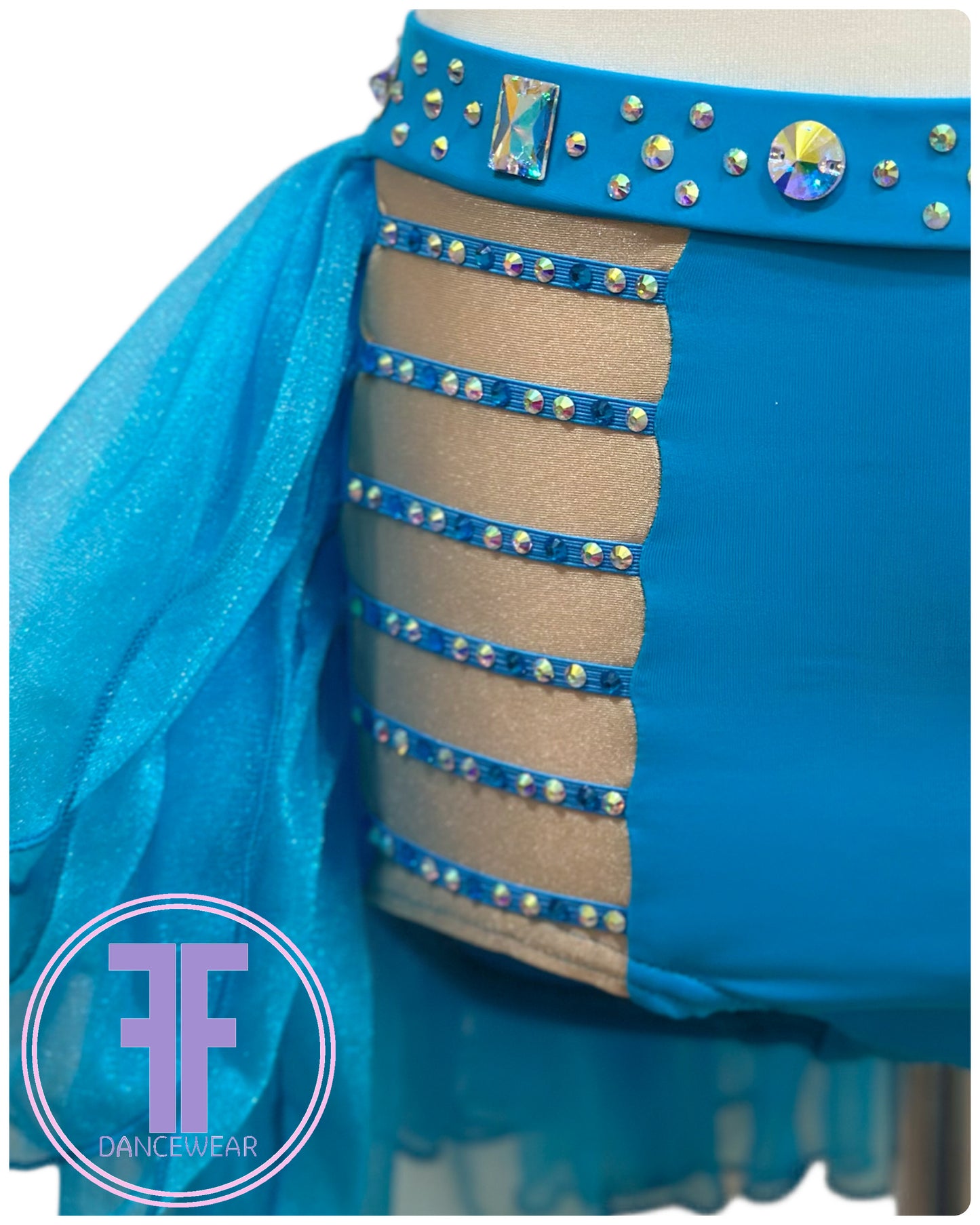 BESPOKE Turquoise Stoned Modern / Tap Dance Costume (11/12 yrs)