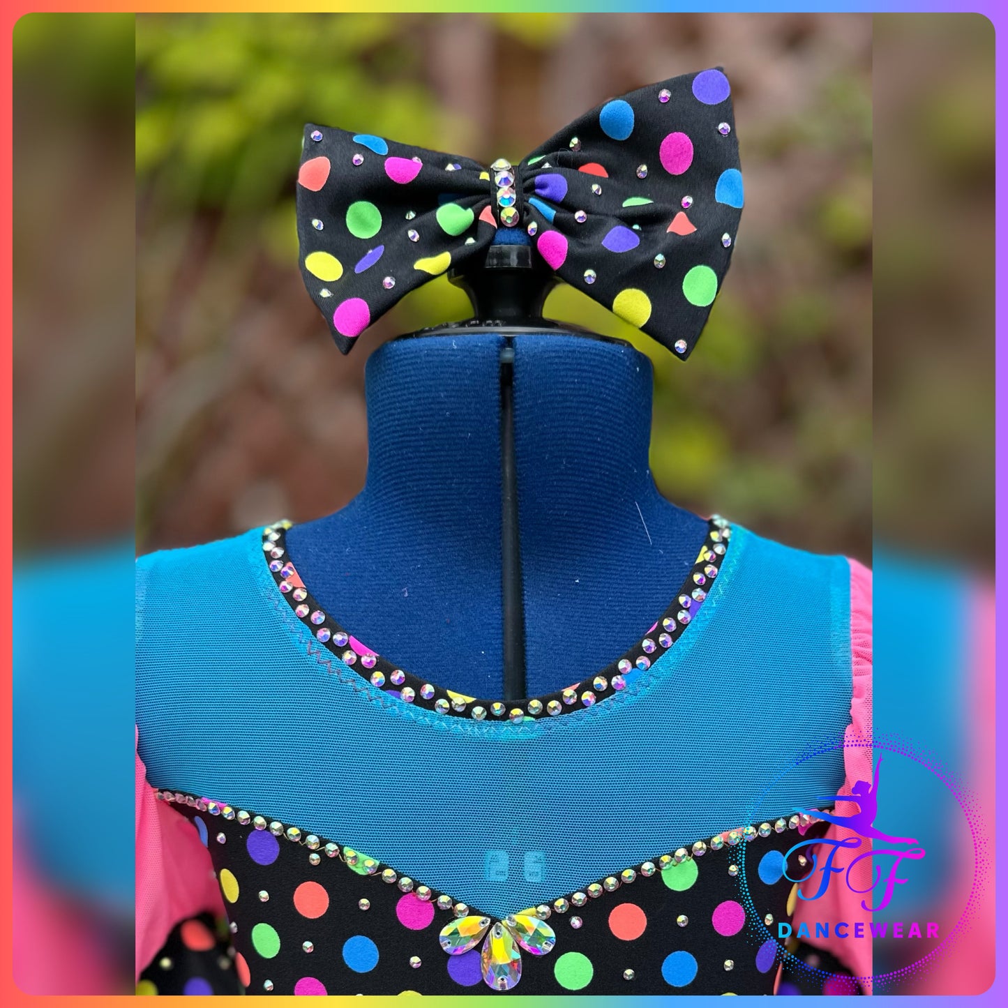 BESPOKE Neon Spots Stoned Modern / Tap / Jazz Dance Costume (Size 1 - 7/8 yrs)