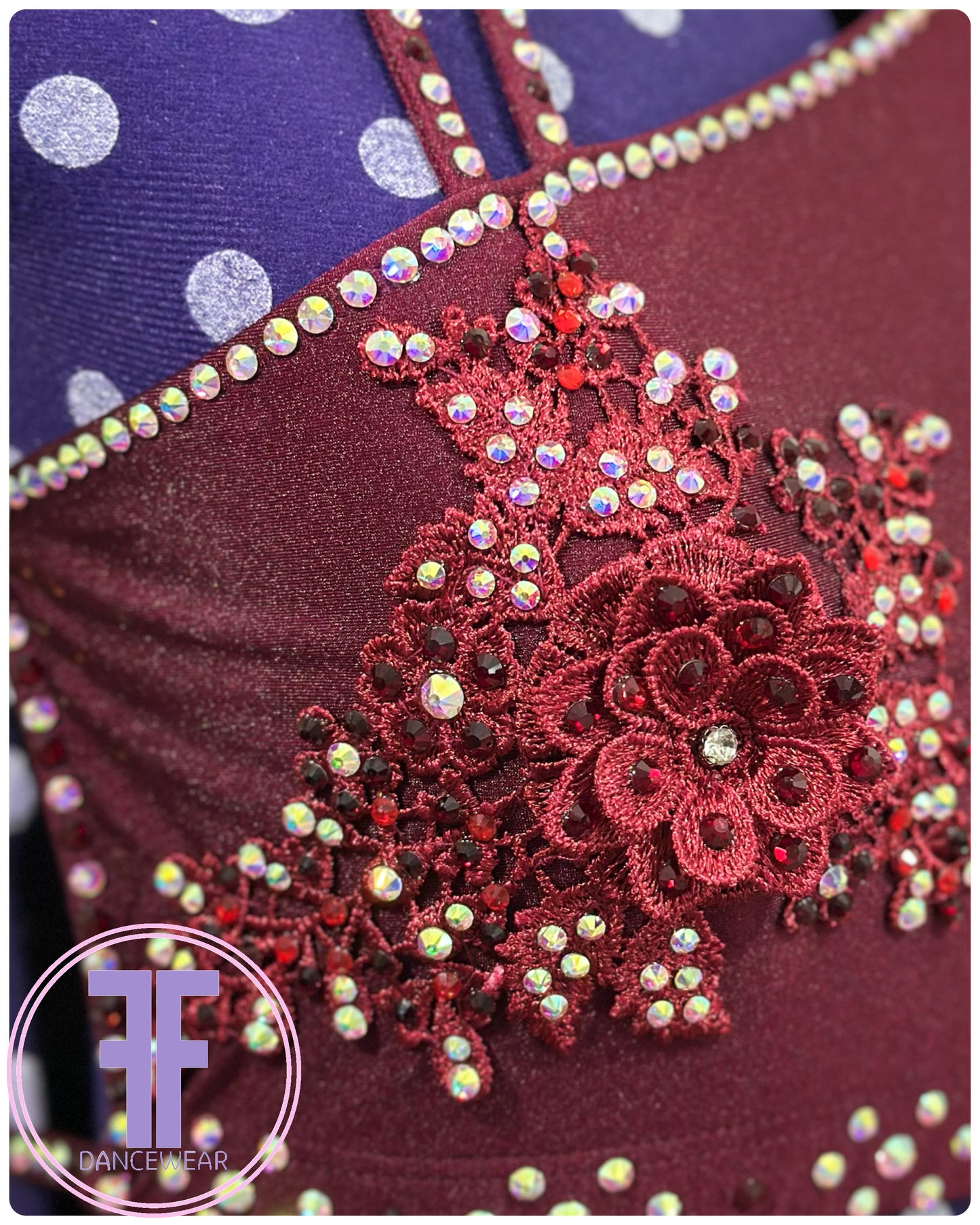 BESPOKE Burgundy Stoned Lyrical / Contemporary Dance Costume (Adult Small)