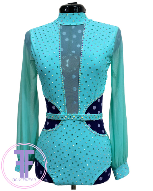 BESPOKE Mint Green Stoned Lyrical / Contemporary Dance Costume (Adult Small)