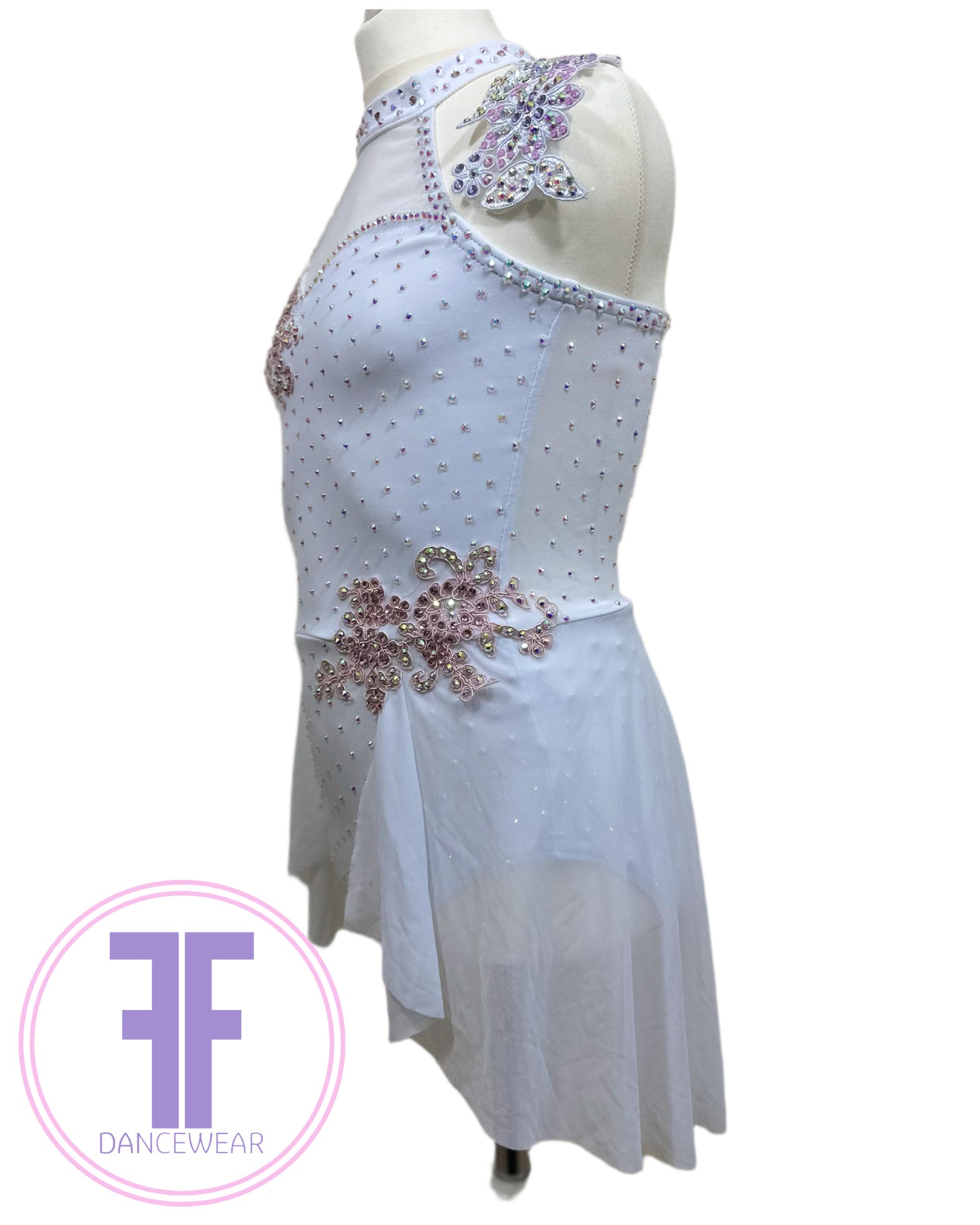 BESPOKE White Stoned Lyrical / Contemporary Dance Costume (11/12 yrs)