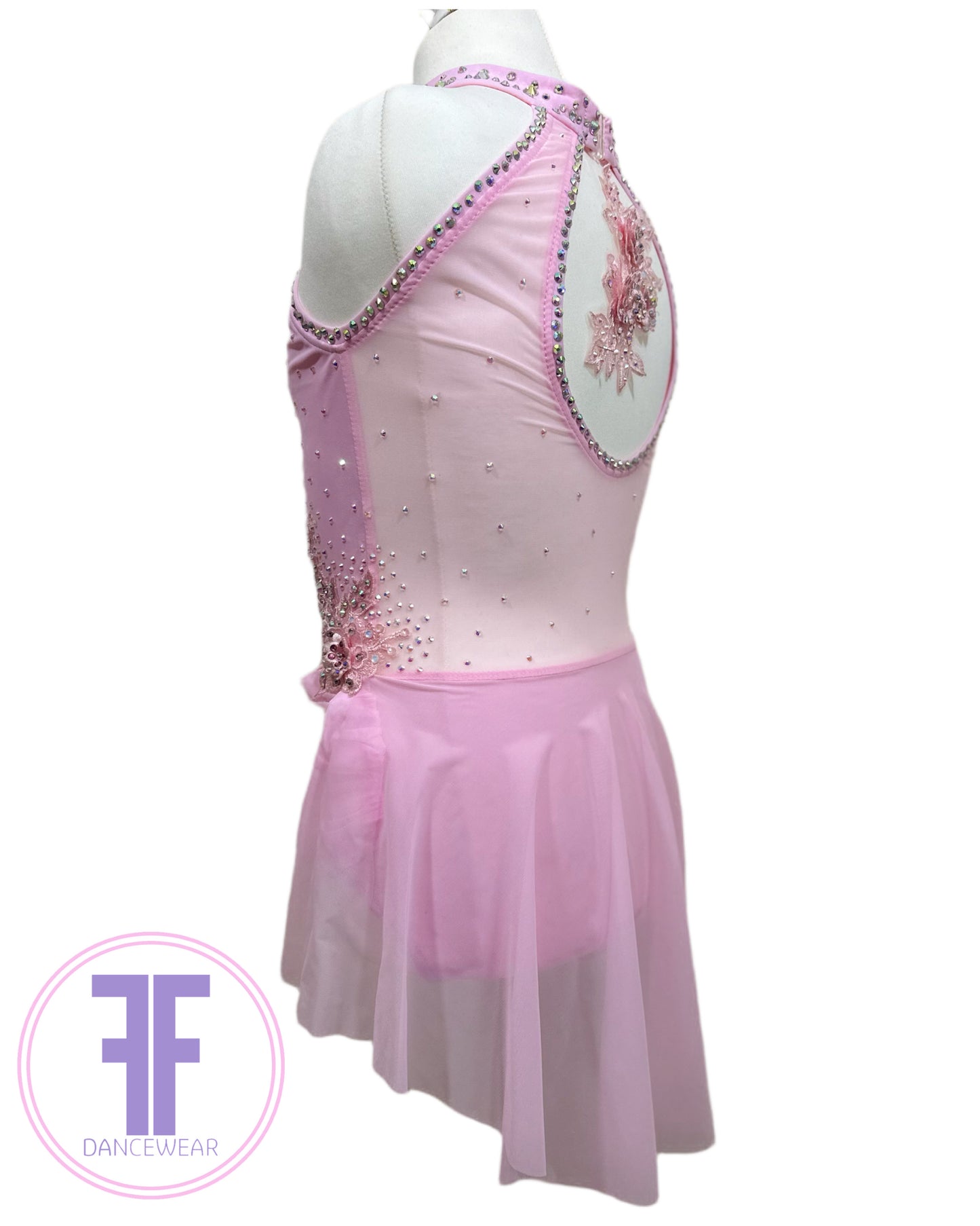 BESPOKE Pink Stoned Lyrical / Contemporary Dance Costume (11/12 yrs)
