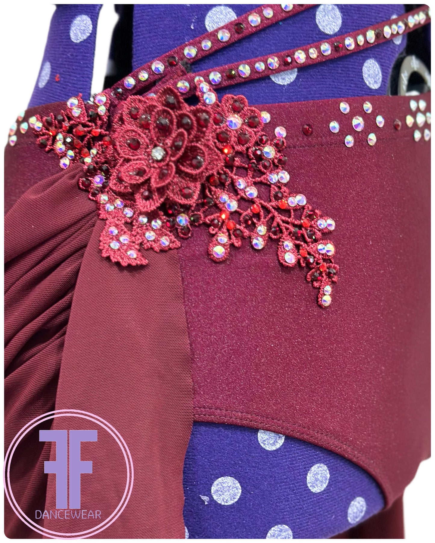 BESPOKE Burgundy Stoned Lyrical / Contemporary Dance Costume (Adult Small)