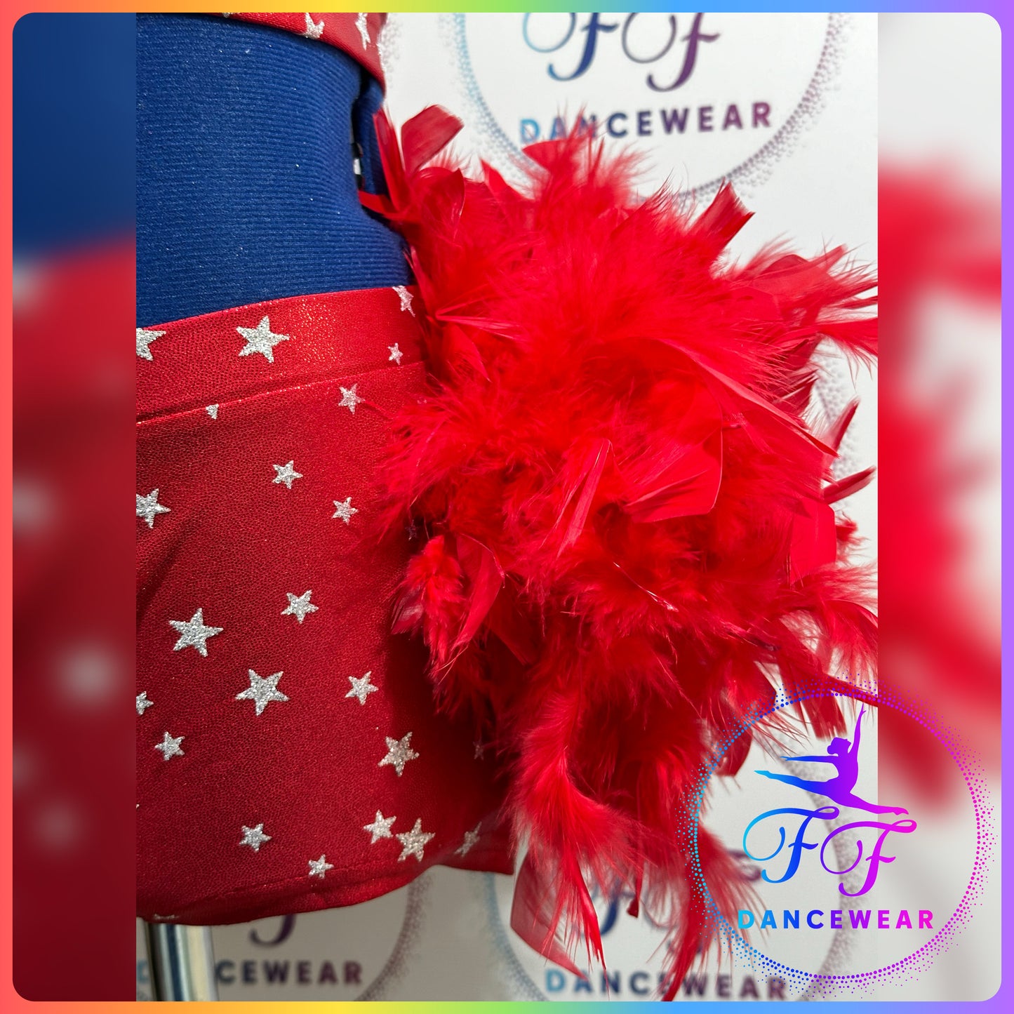 BESPOKE Red Metallic & Silver Glitter Star Modern / Tap / Jazz Dance Costume (Size 1 - 7/8 yrs)
