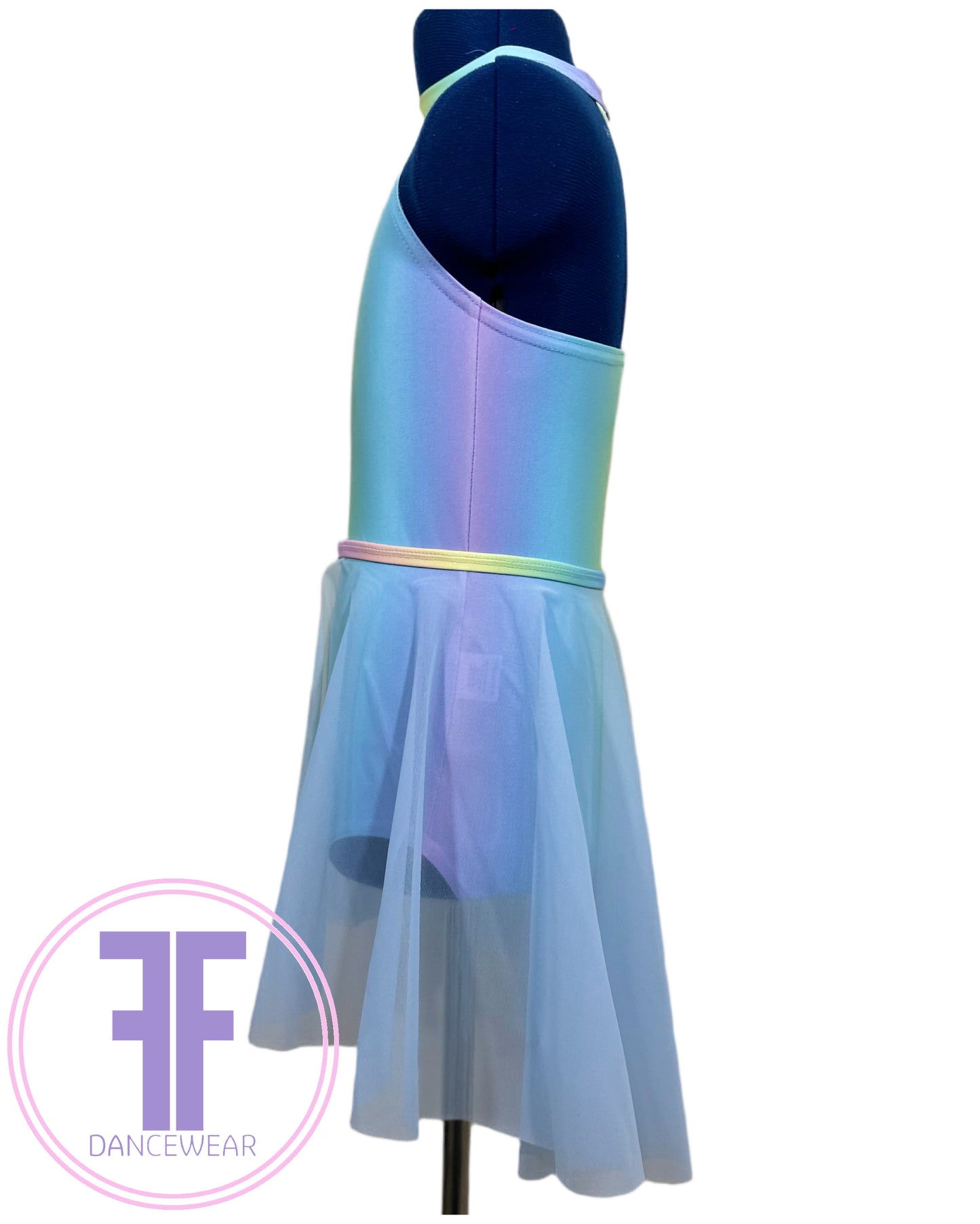 BESPOKE Pastel Rainbow leotard & skirt Lyrical / Contemporary Dance Costume (7/8 yrs)