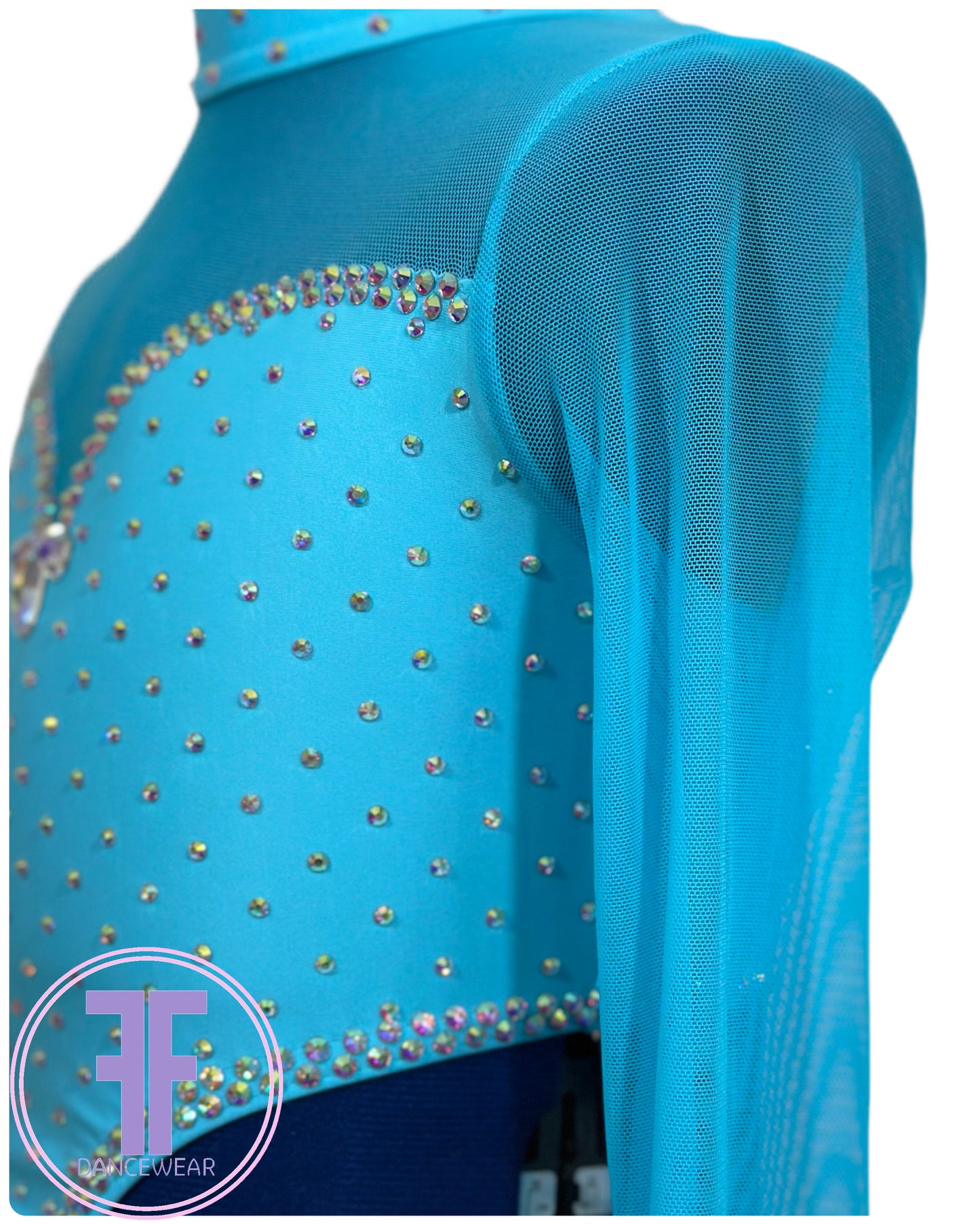 BESPOKE Light Turquoise Stoned Modern / Tap Dance Costume (9/10 yrs)