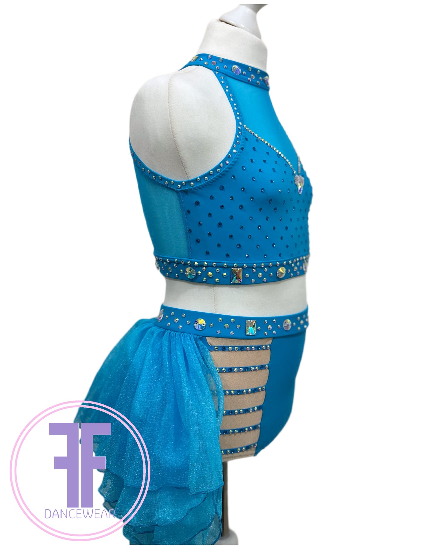 BESPOKE Turquoise Stoned Modern / Tap Dance Costume (11/12 yrs)