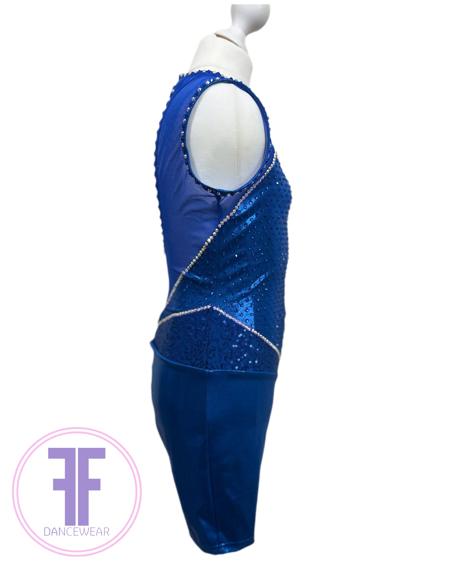 BESPOKE Royal Blue Stoned Modern / Tap / Acro Dance Costume (13/14 yrs)