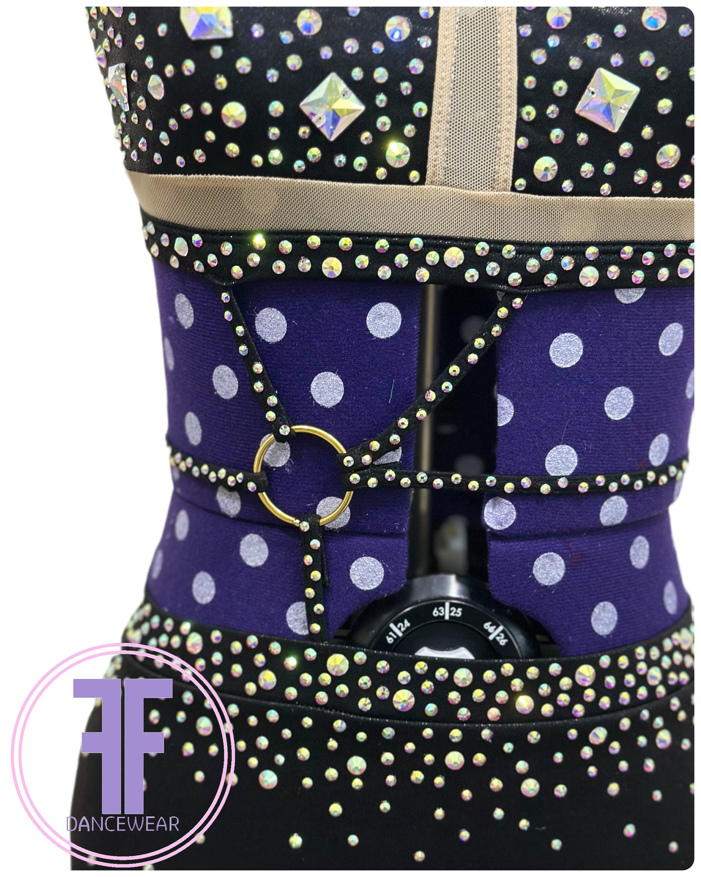 BESPOKE Black & Nude Stoned Modern / Tap Dance Costume (Adult Small)