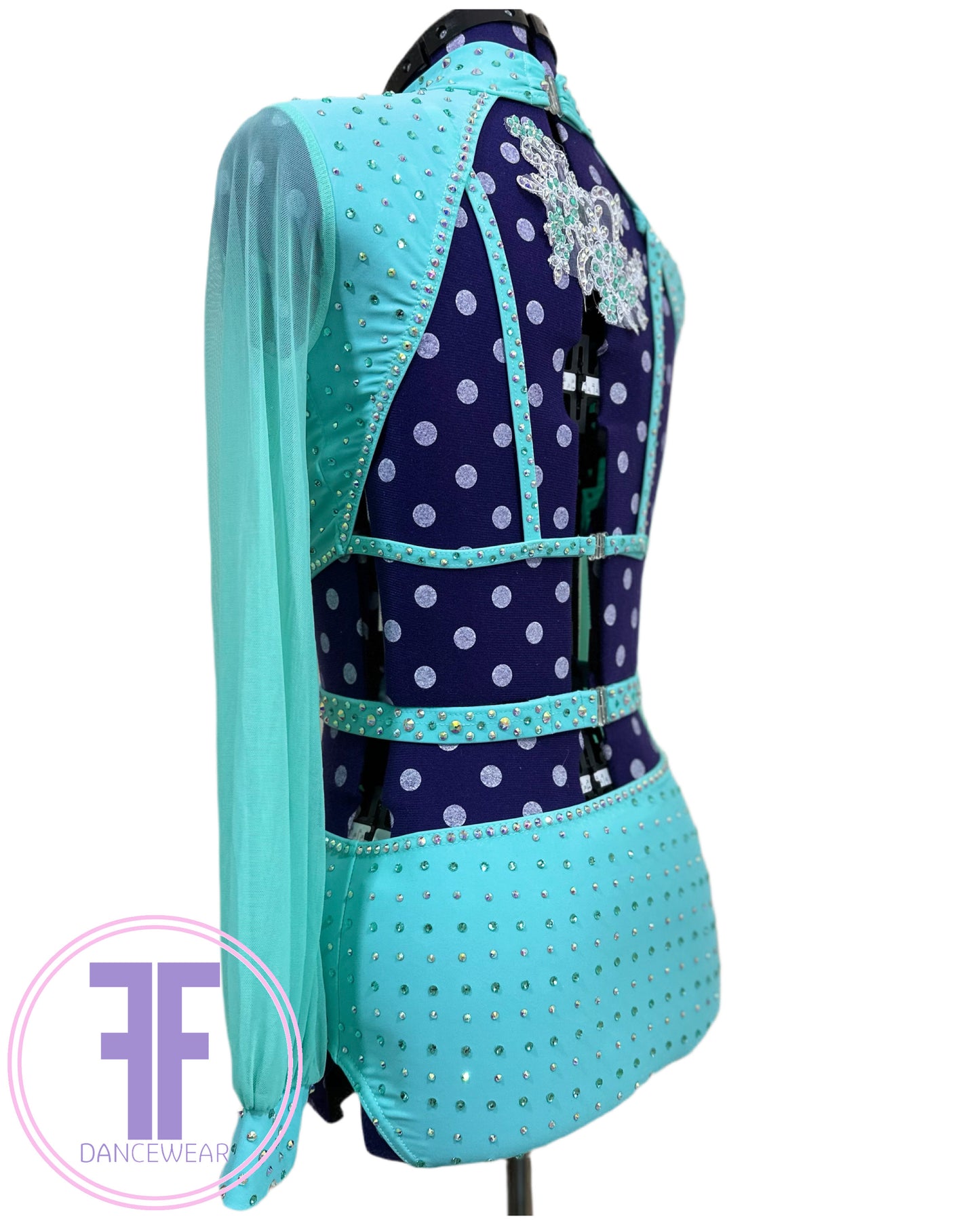 BESPOKE Mint Green Stoned Lyrical / Contemporary Dance Costume (Adult Small)
