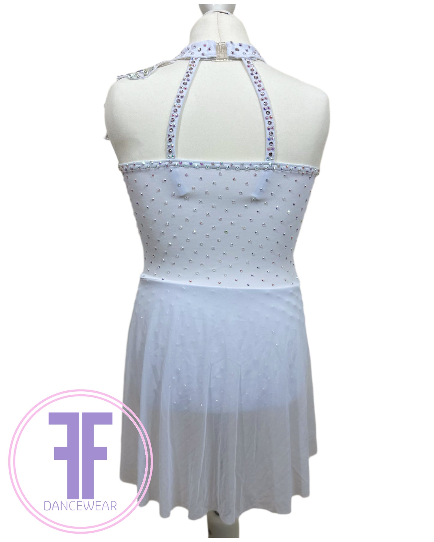 BESPOKE White Stoned Lyrical / Contemporary Dance Costume (11/12 yrs)