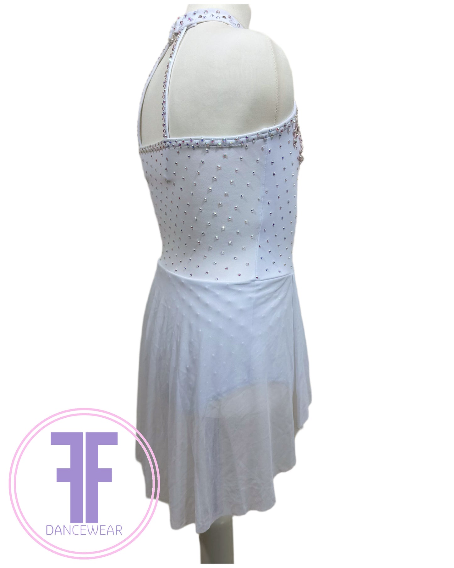 BESPOKE White Stoned Lyrical / Contemporary Dance Costume (11/12 yrs)