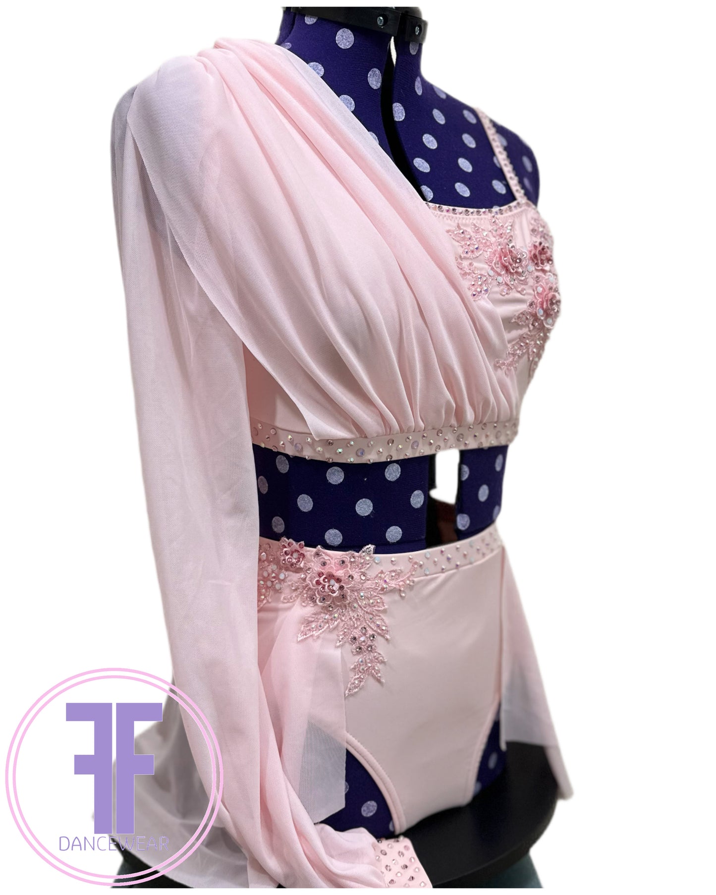 BESPOKE Milkshake Pink Stoned Lyrical / Contemporary Dance Costume (Adult Small)