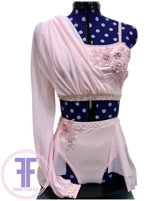 BESPOKE Milkshake Pink Stoned Lyrical / Contemporary Dance Costume (Adult Small)