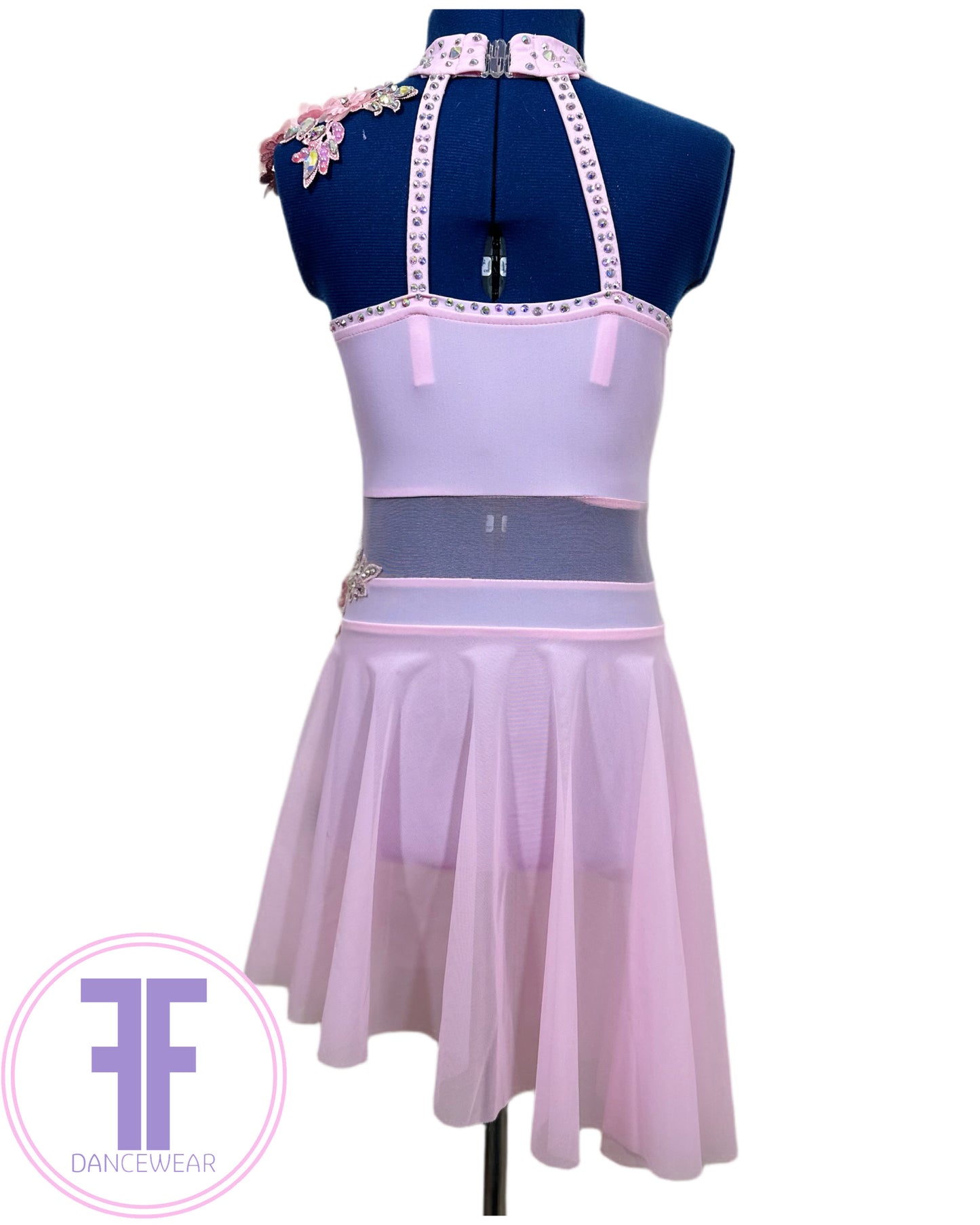 BESPOKE Pink Stoned Lyrical / Contemporary Dance Costume (7/8 yrs)