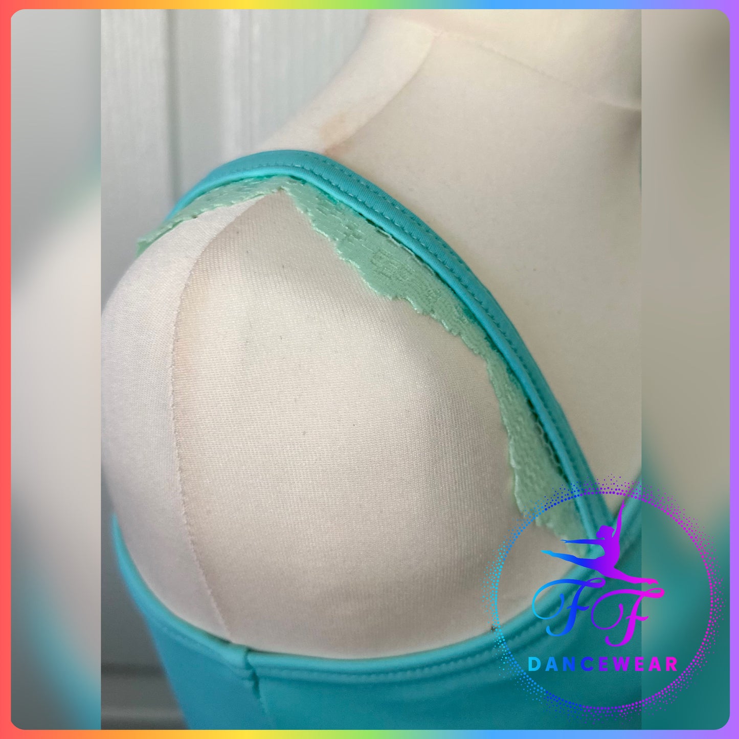Mint Asymmetrical Leotard and separate open Lace Skirt Lyrical / Contemporary Dance Costume (Size 3a - 11/12 yrs)