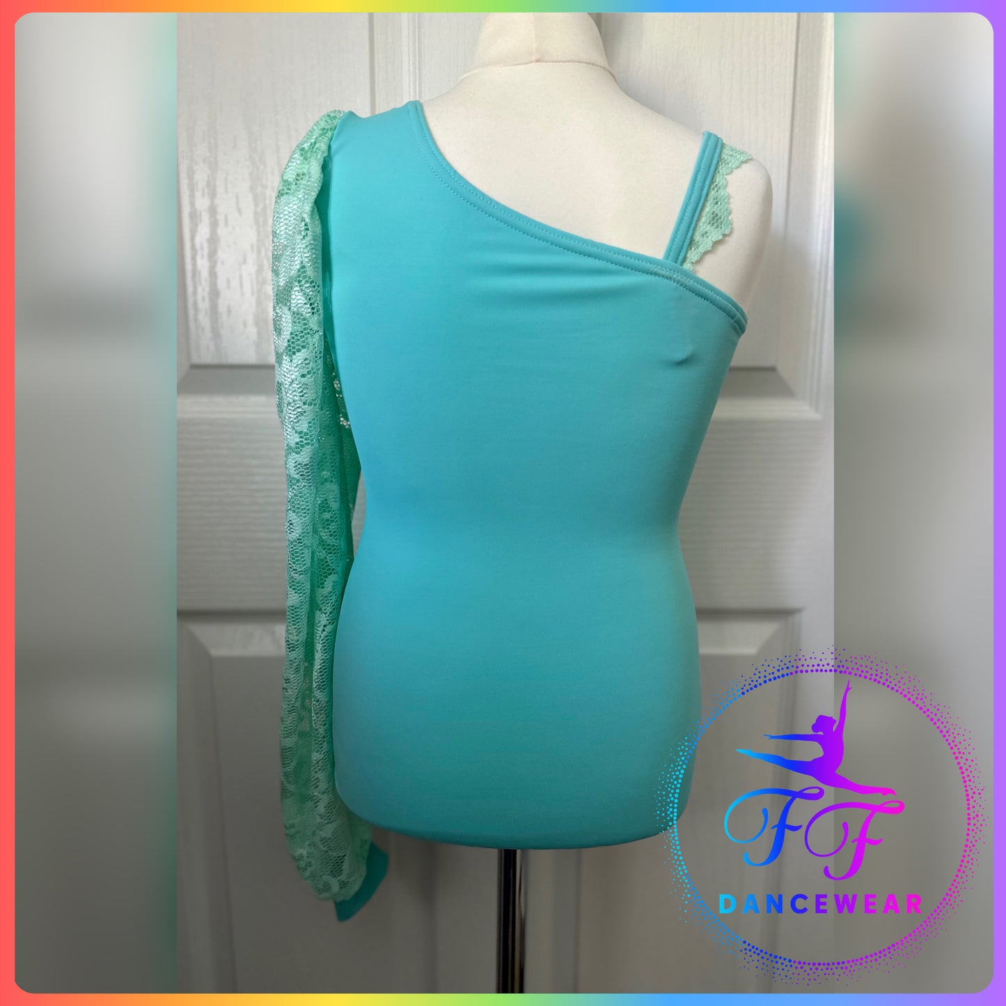 Mint Asymmetrical Leotard and separate open Lace Skirt Lyrical / Contemporary Dance Costume (Size 3a - 11/12 yrs)