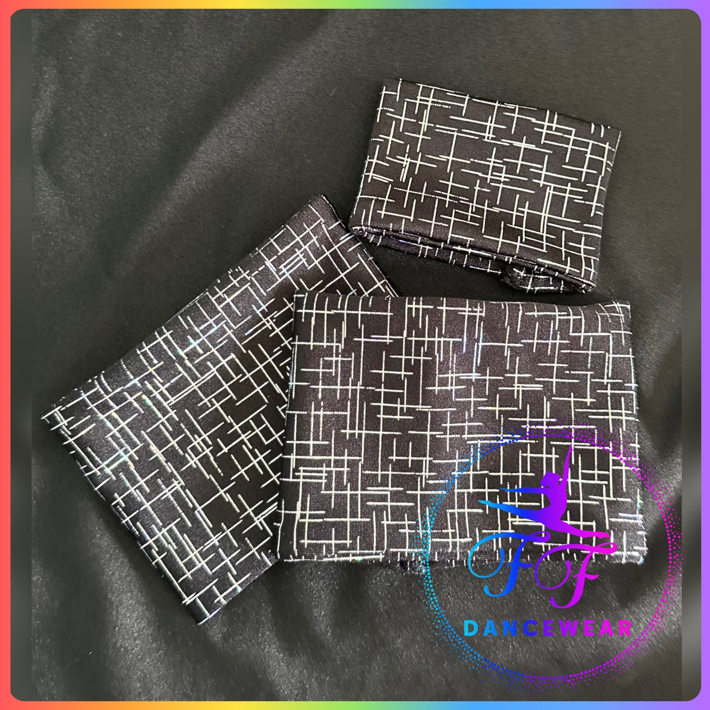 BESPOKE Black & Silver Holographic Short leg Unitard Acro / Modern Dance Costume (Size 2 - 9/10 yrs)