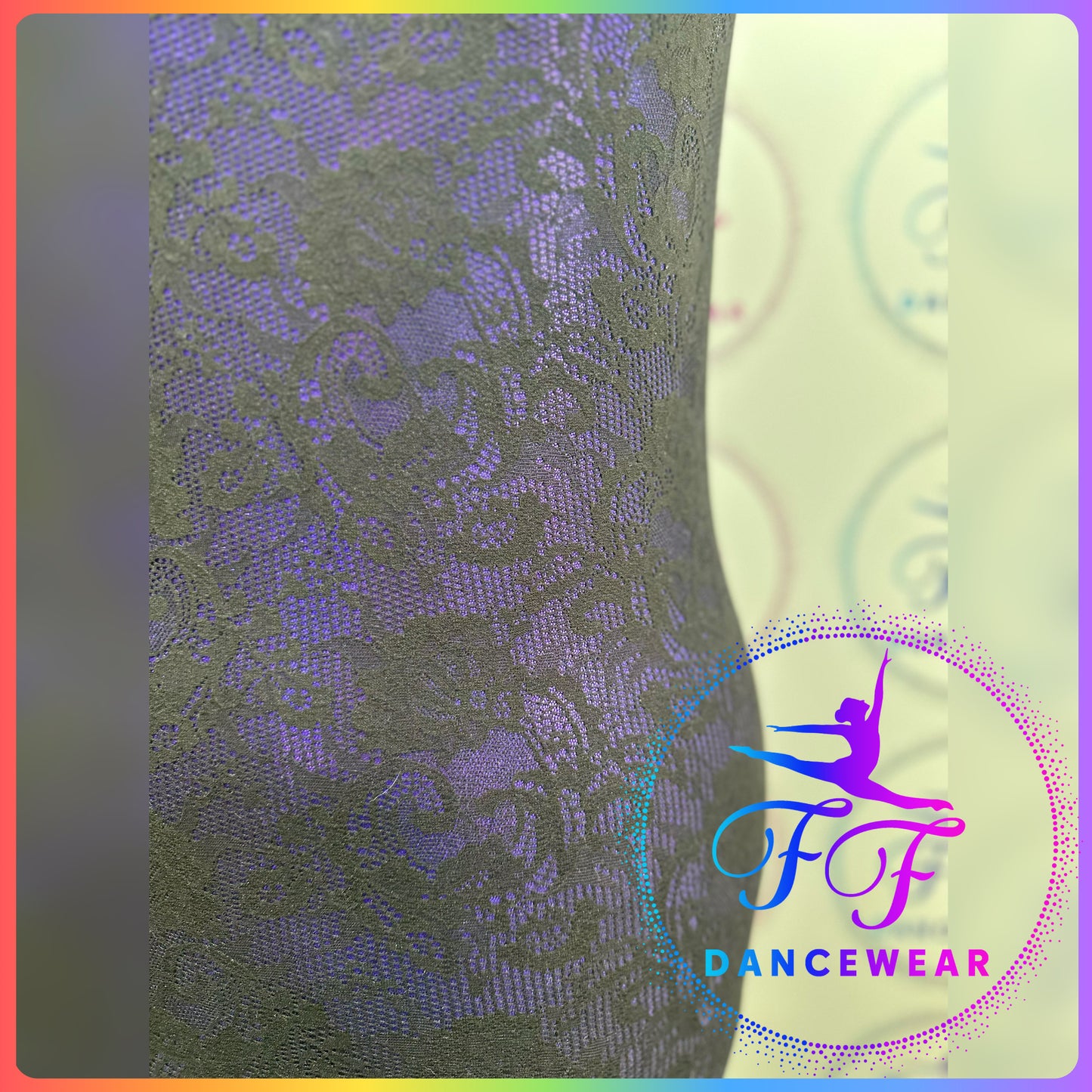 NEW EX-SAMPLE Metallic Purple Lycra & Black Lace Leotard Lyrical / Contemporary / Modern / Acro (Adult Medium)