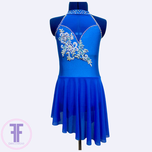 BESPOKE Cornflower Blue Stoned Lyrical / Contemporary Dance Costume (9/10 yrs)